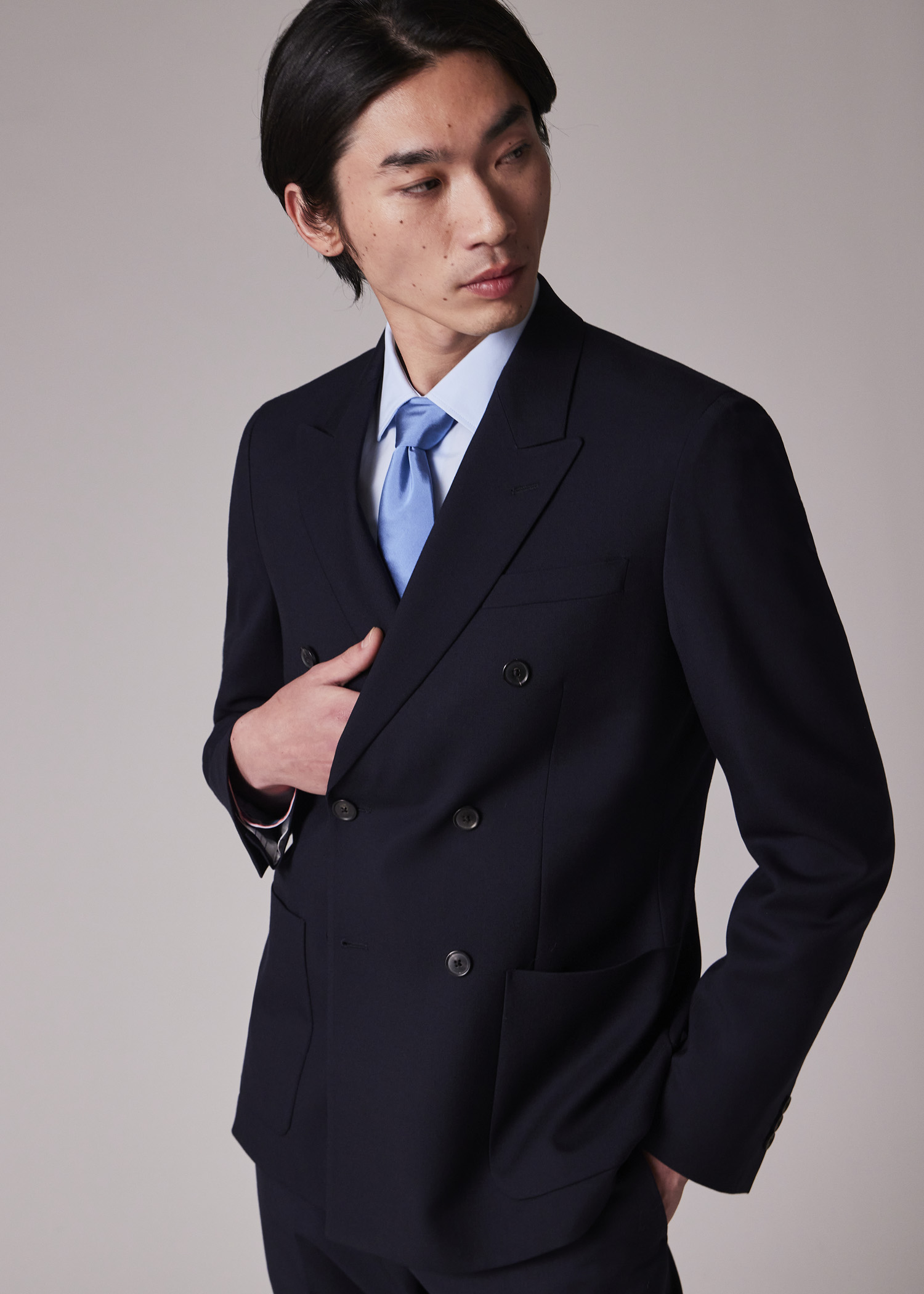 Tailored-Fit Navy 'Suit To Travel In' Double-Breasted Blazer thumbnail 5