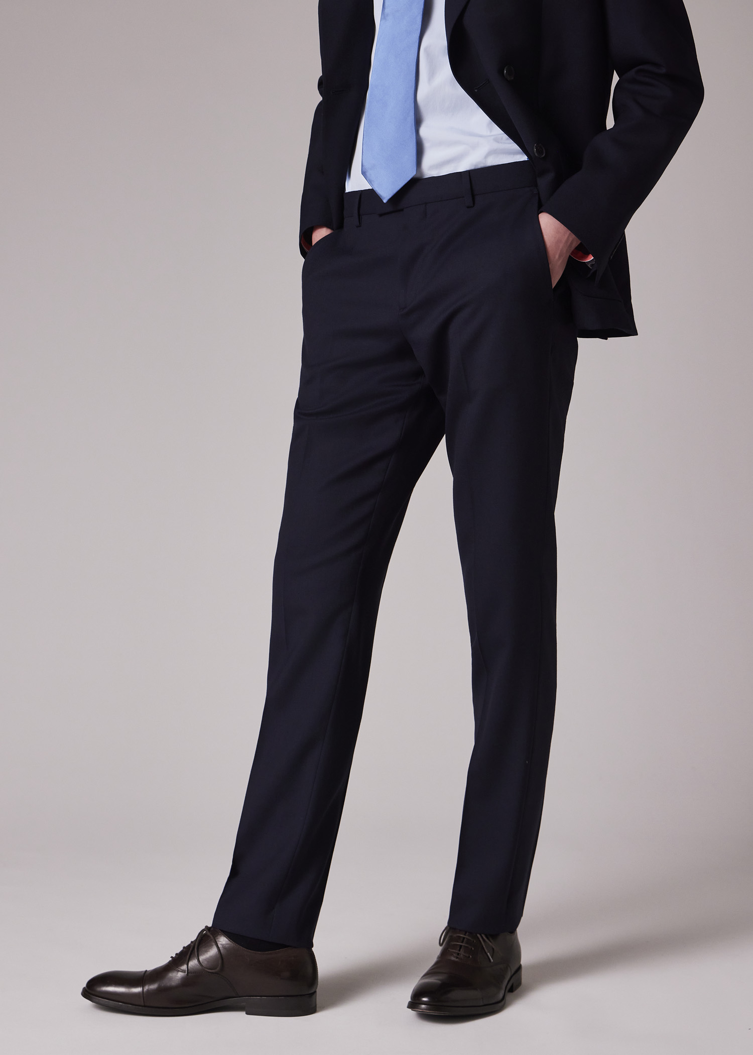 Men's Slim-Fit Black Wool 'A Suit To Travel In' Trousers