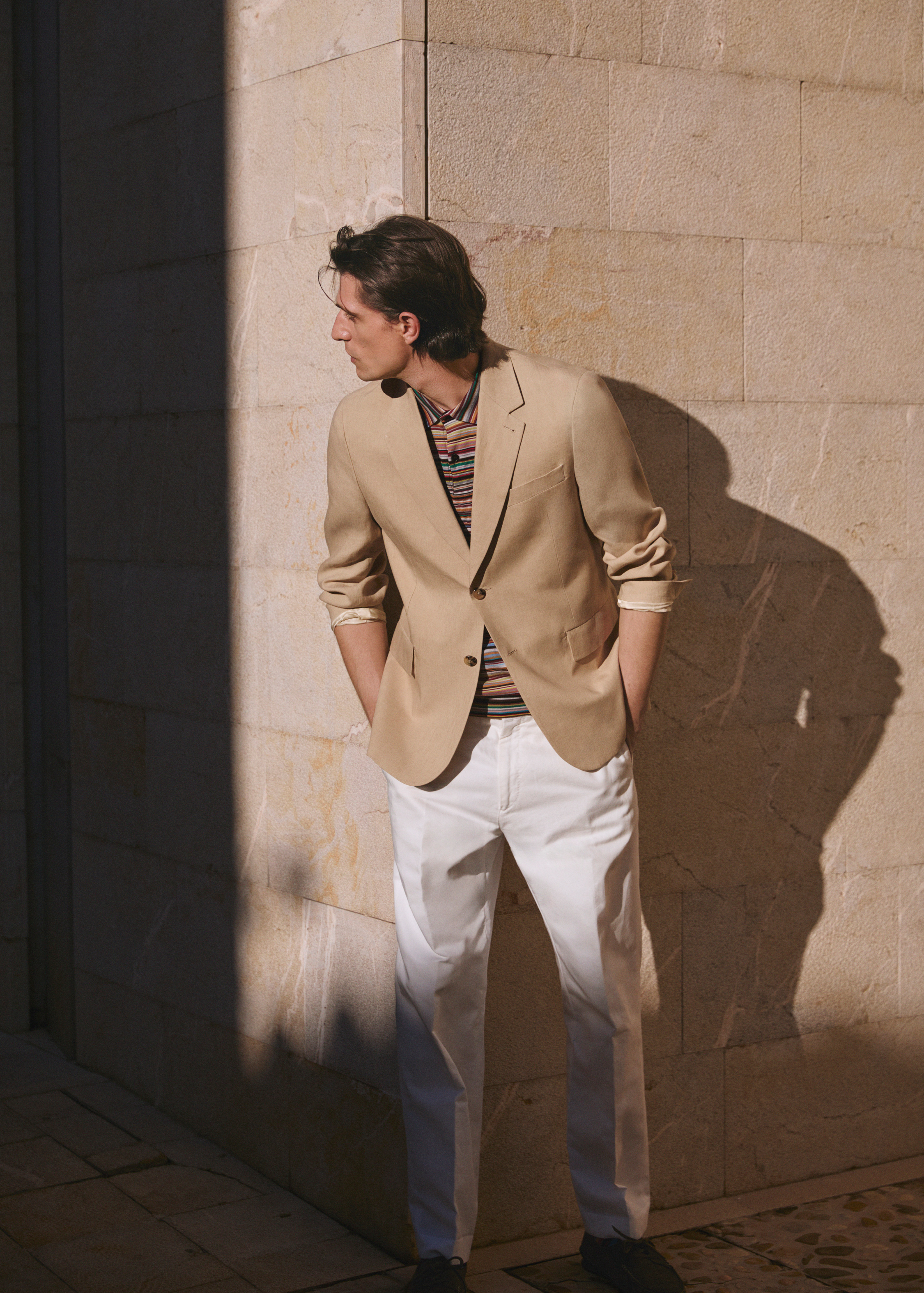 Beige Linen Buggy-Lined Blazer thumbnail 2