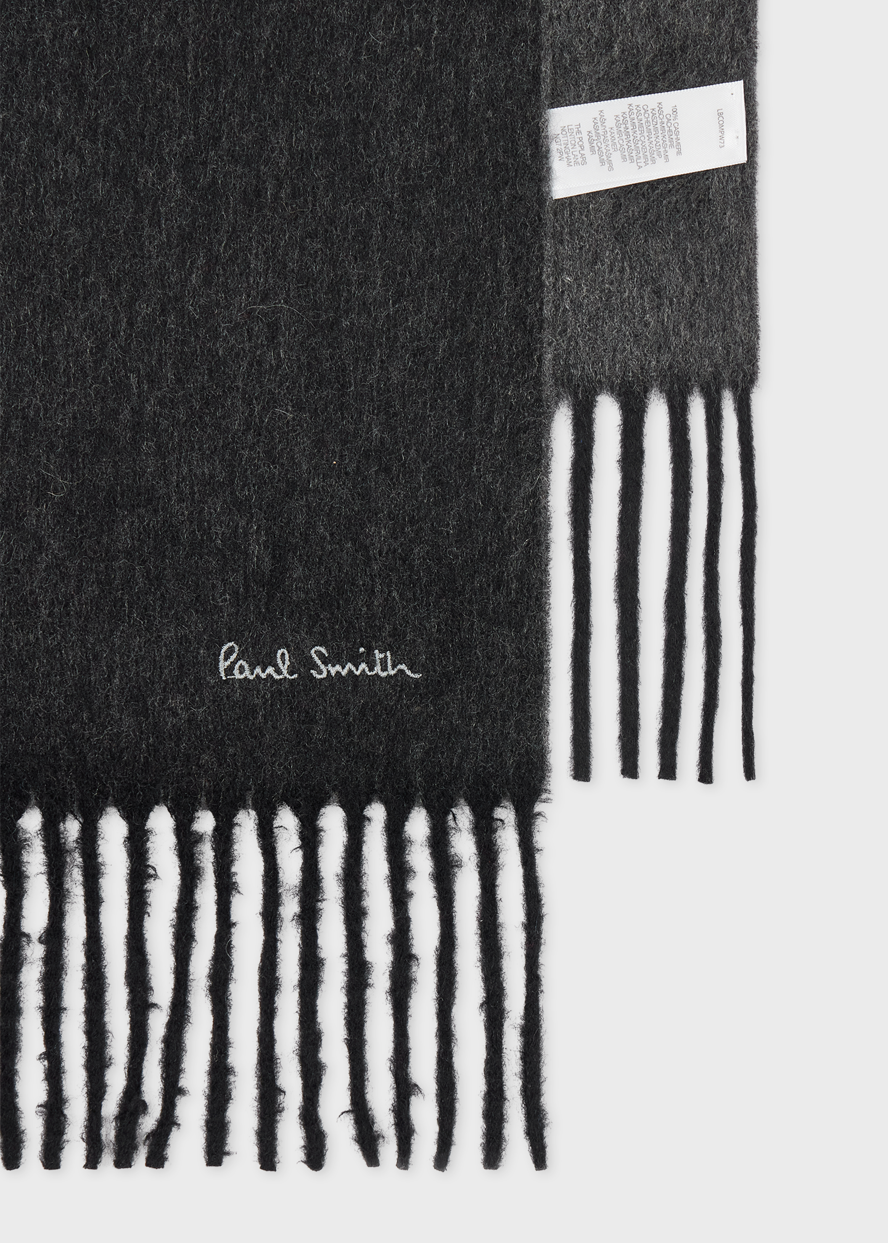 Black 'Signature Stripe' Edge Cashmere Scarf