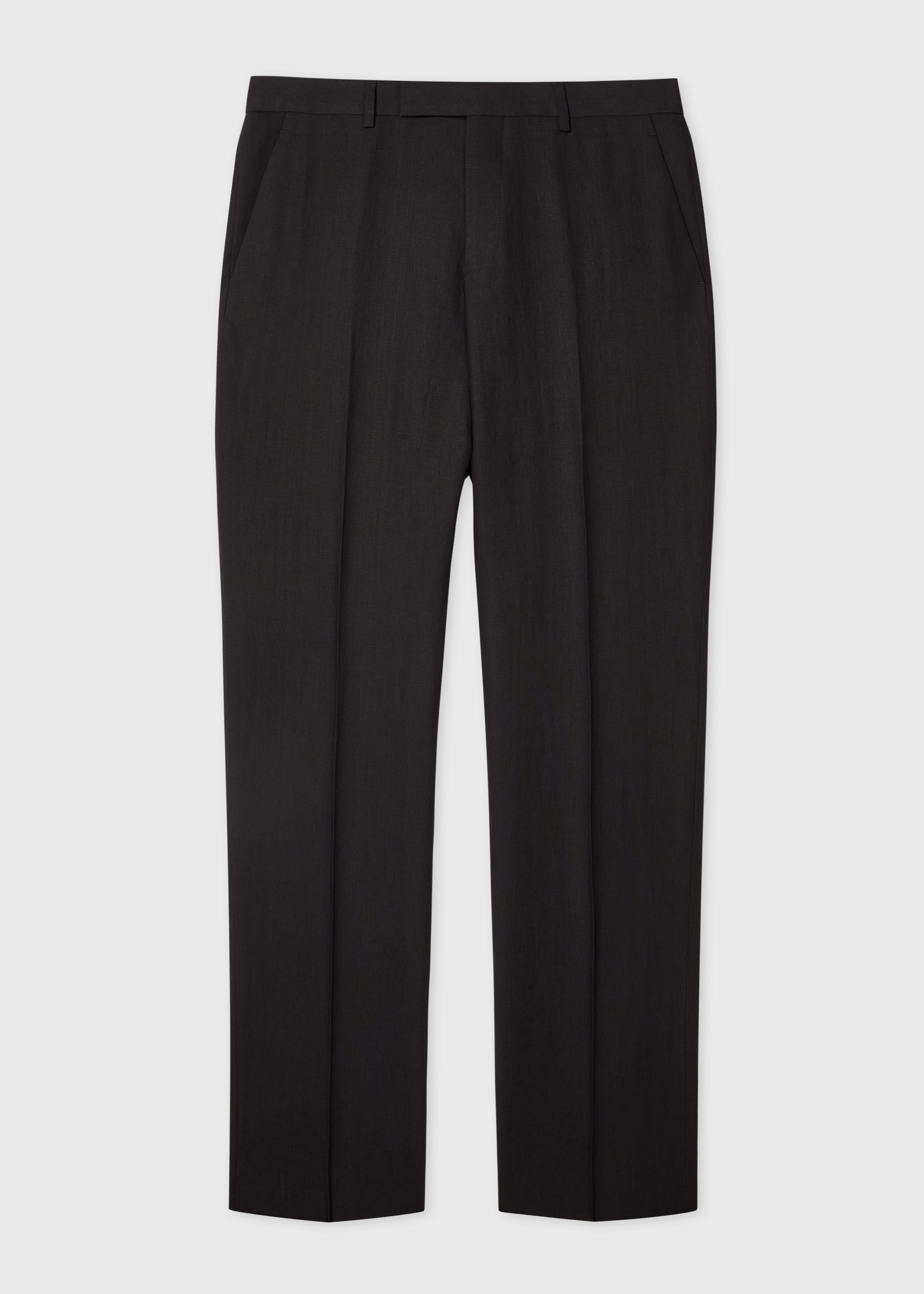 Tapered-Fit Dark Navy Linen Trousers thumbnail 8