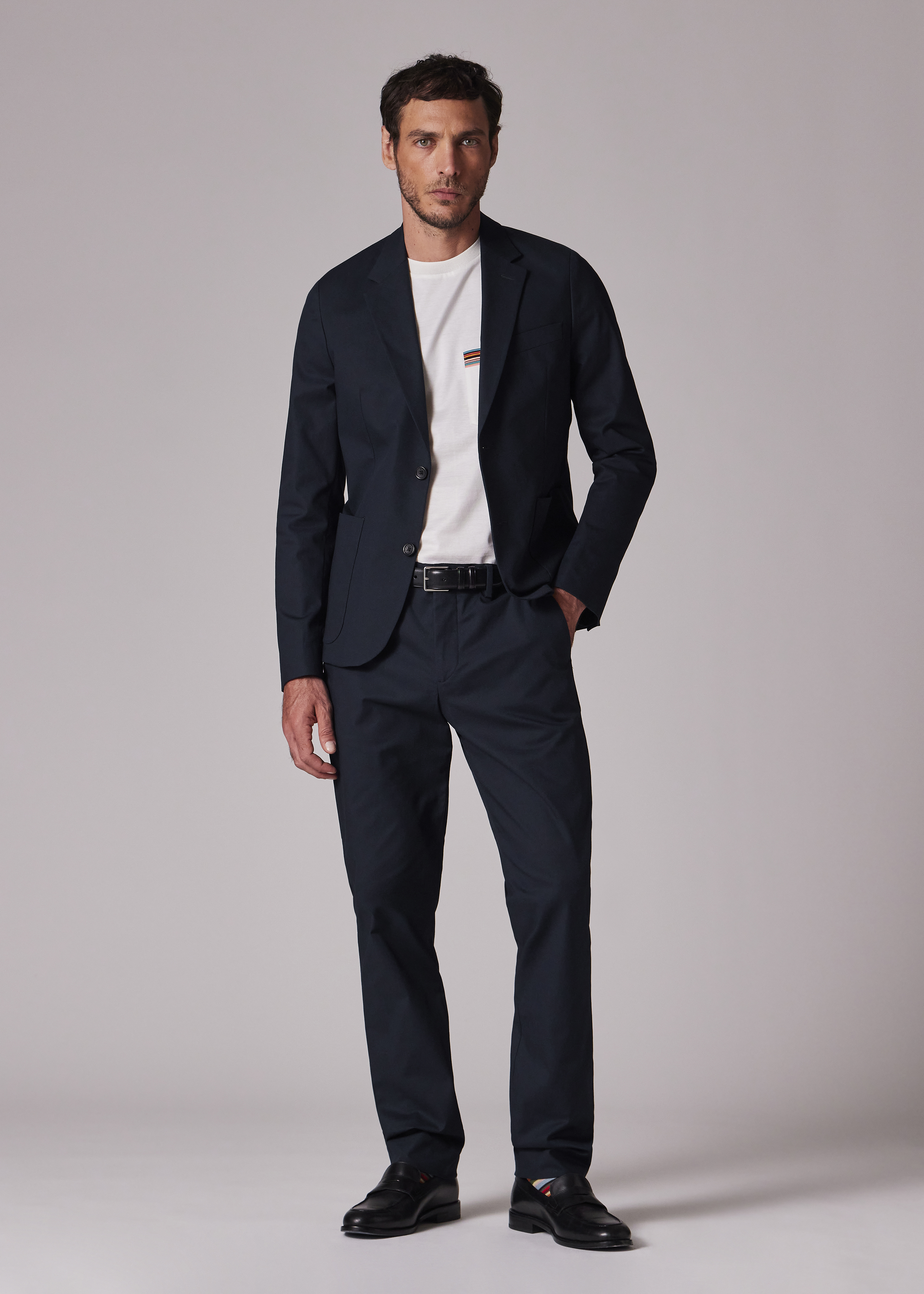 Mid-Fit Navy Stretch Organic Cotton Unlined Blazer thumbnail 6