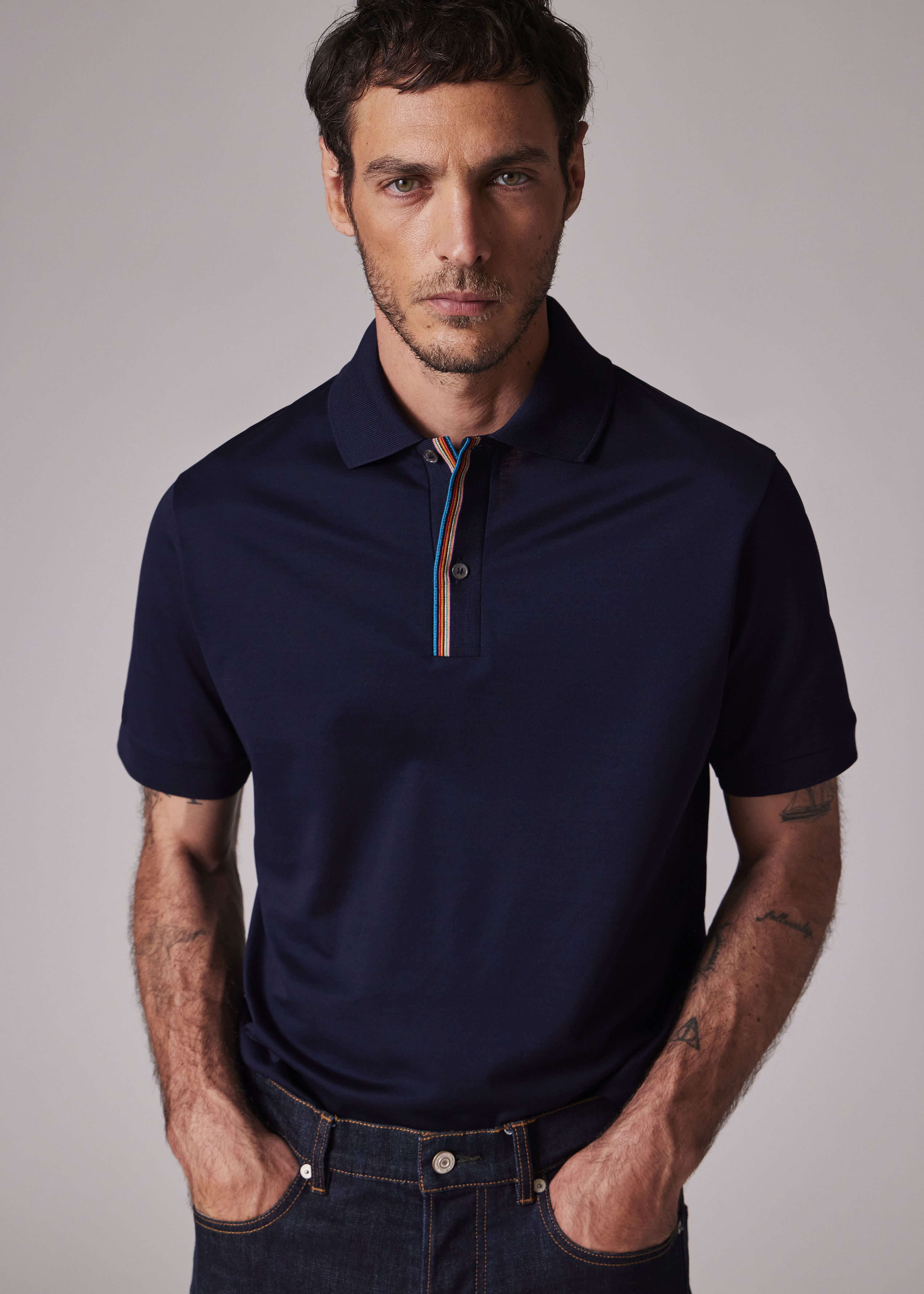 Paul Smith Dark Navy 'Signature Stripe' Trim Polo Shirt | King's Cross