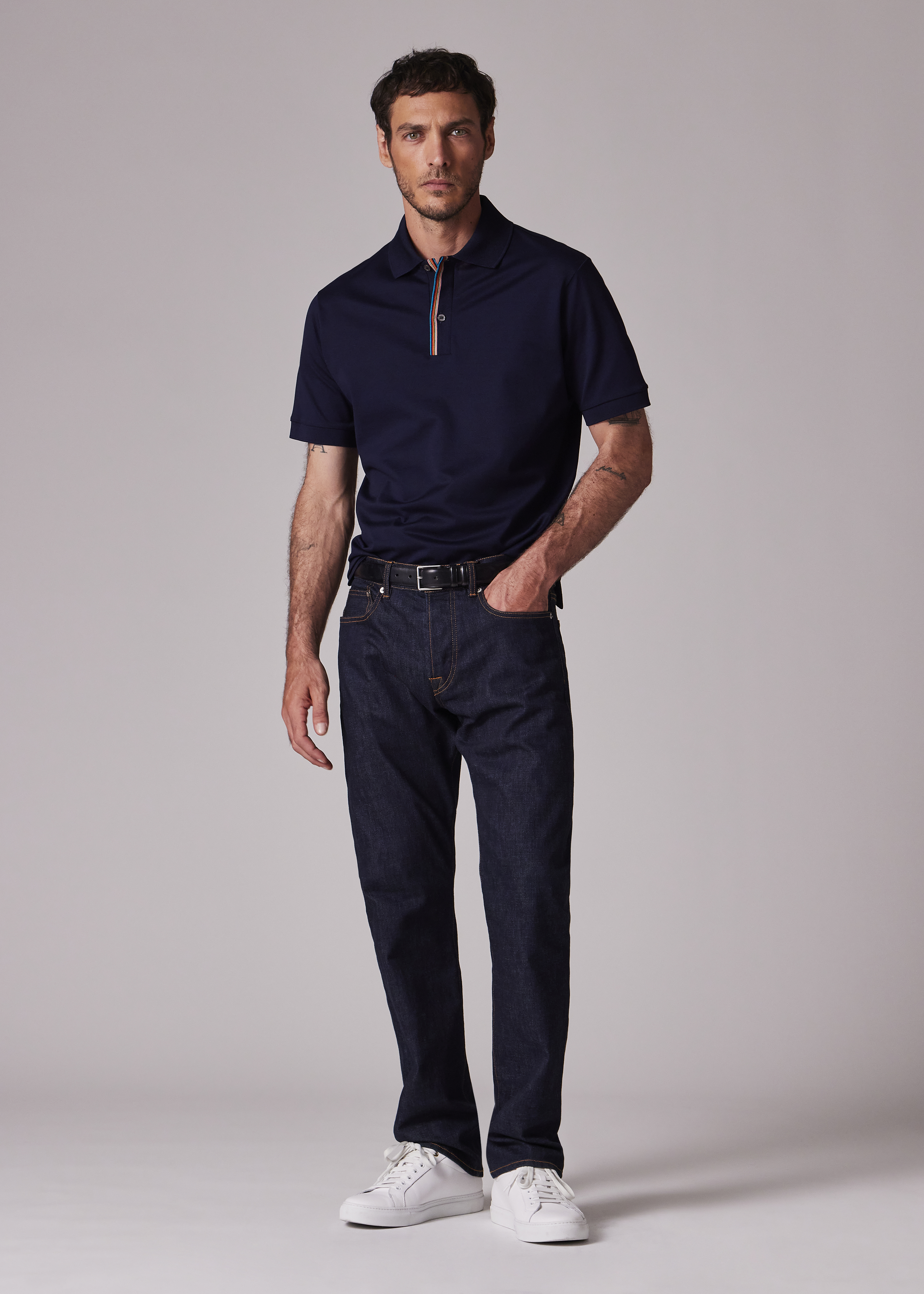 Paul Smith Dark Navy 'Signature Stripe' Trim Polo Shirt | King's Cross