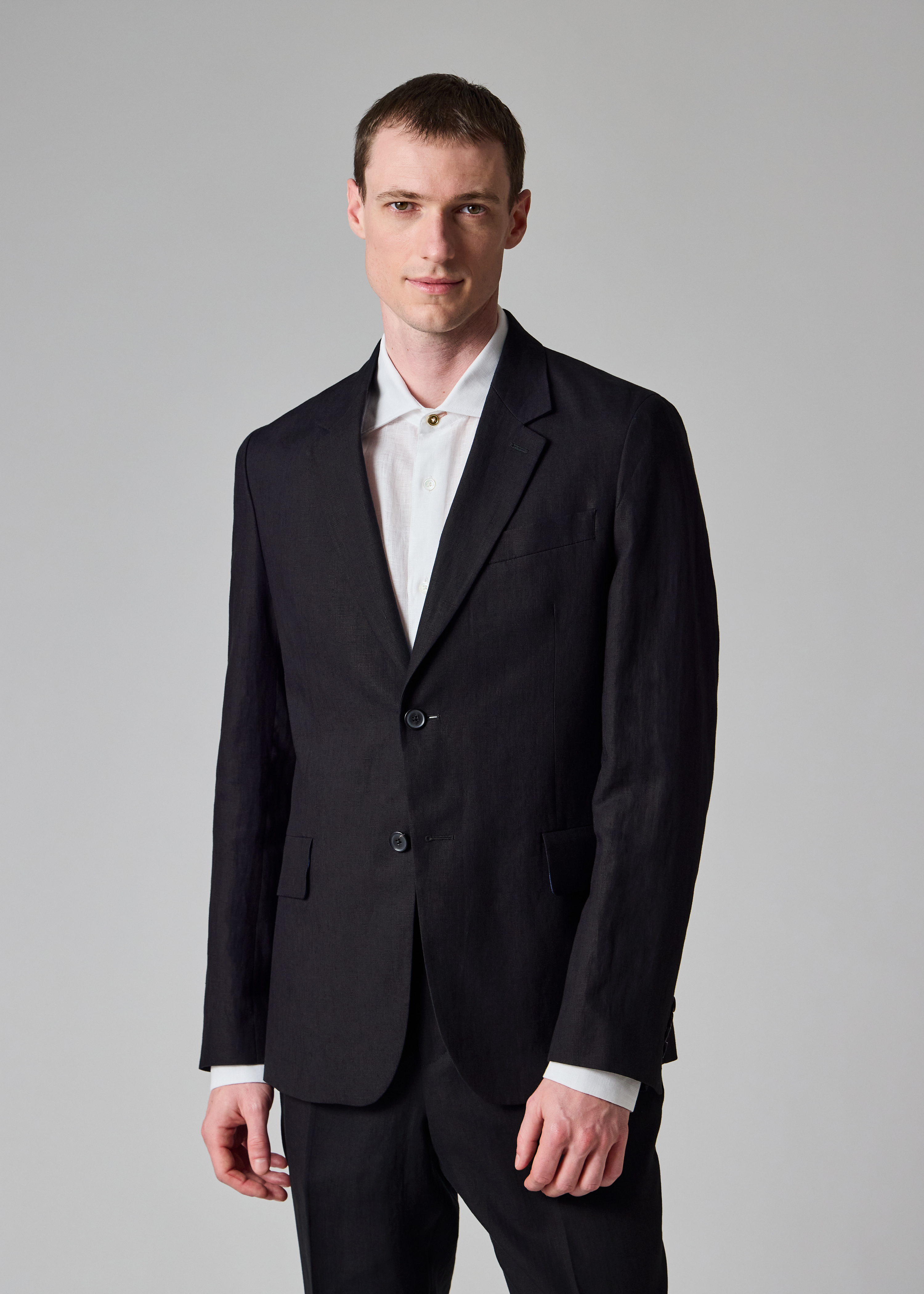 Dark Navy Linen Buggy-Lined Blazer thumbnail 2
