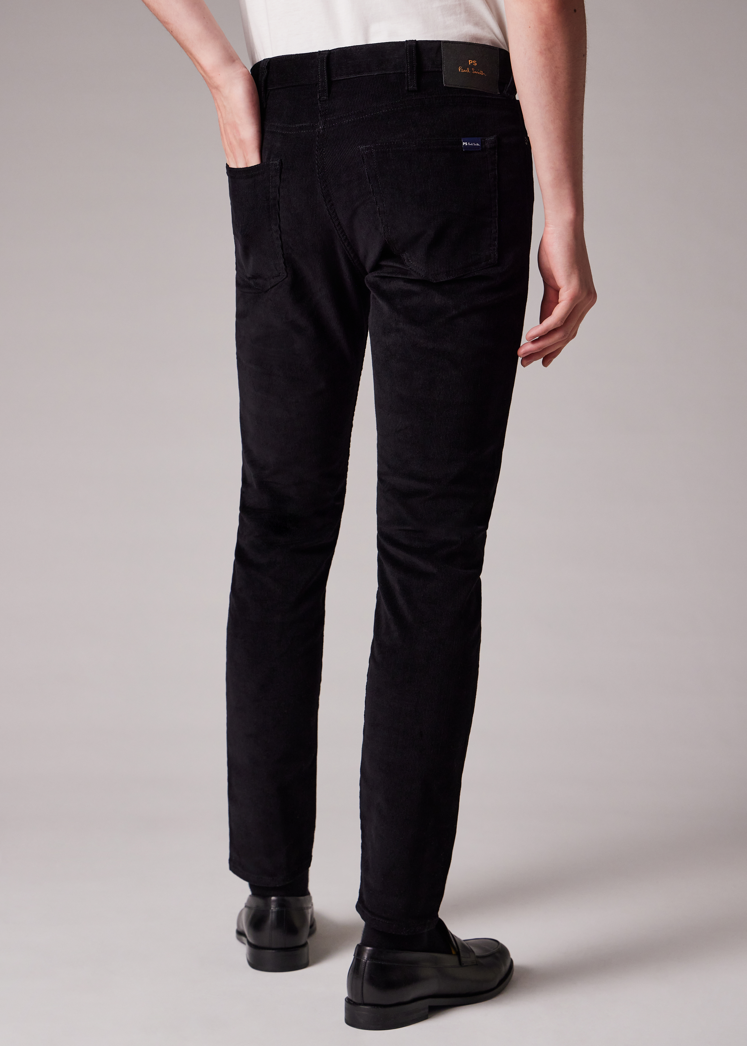 Tapered-Fit Black Corduroy Trousers thumbnail 2
