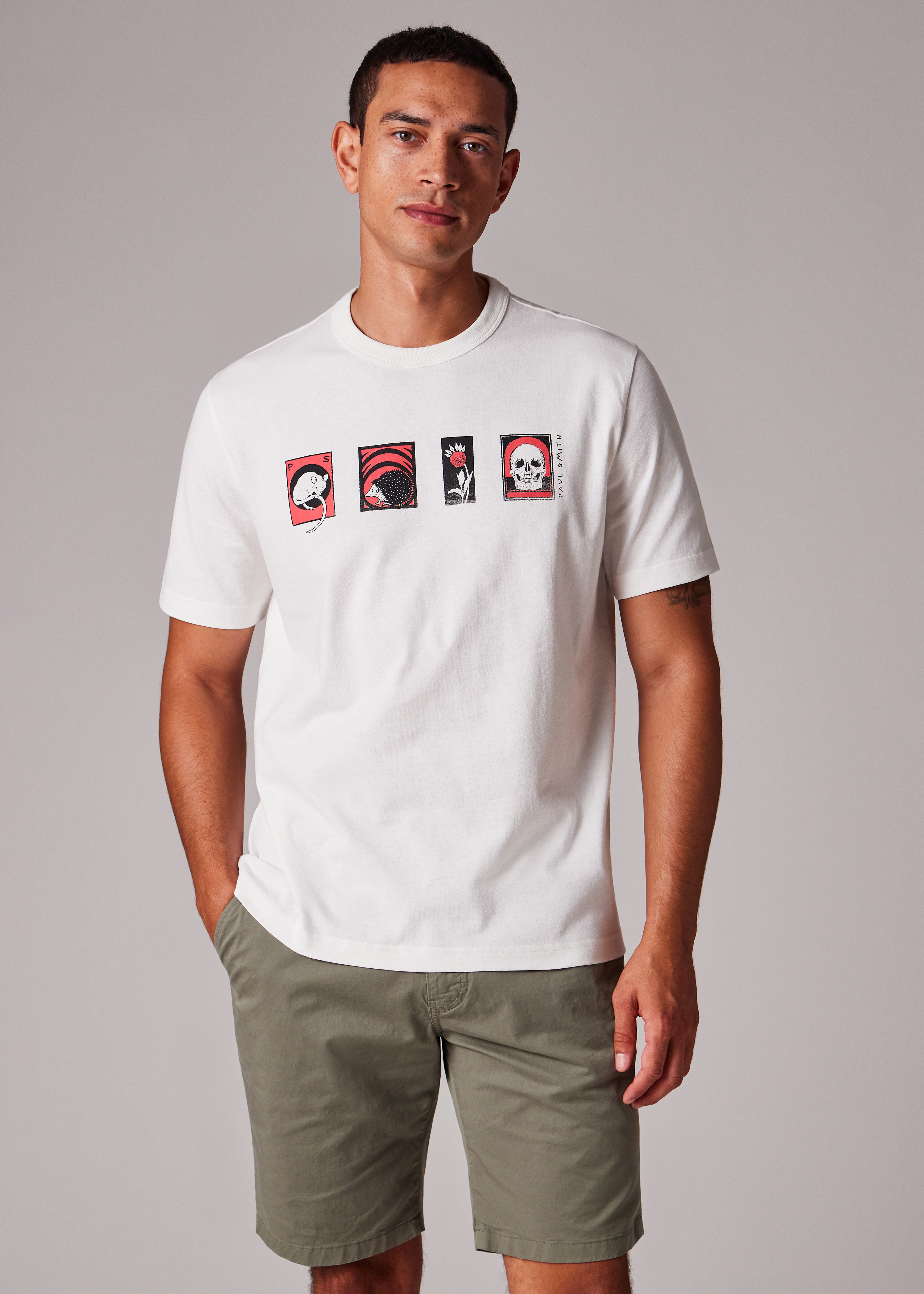 Men's Blue 'Cut-Up Dots' Print Short-Sleeve Shirt