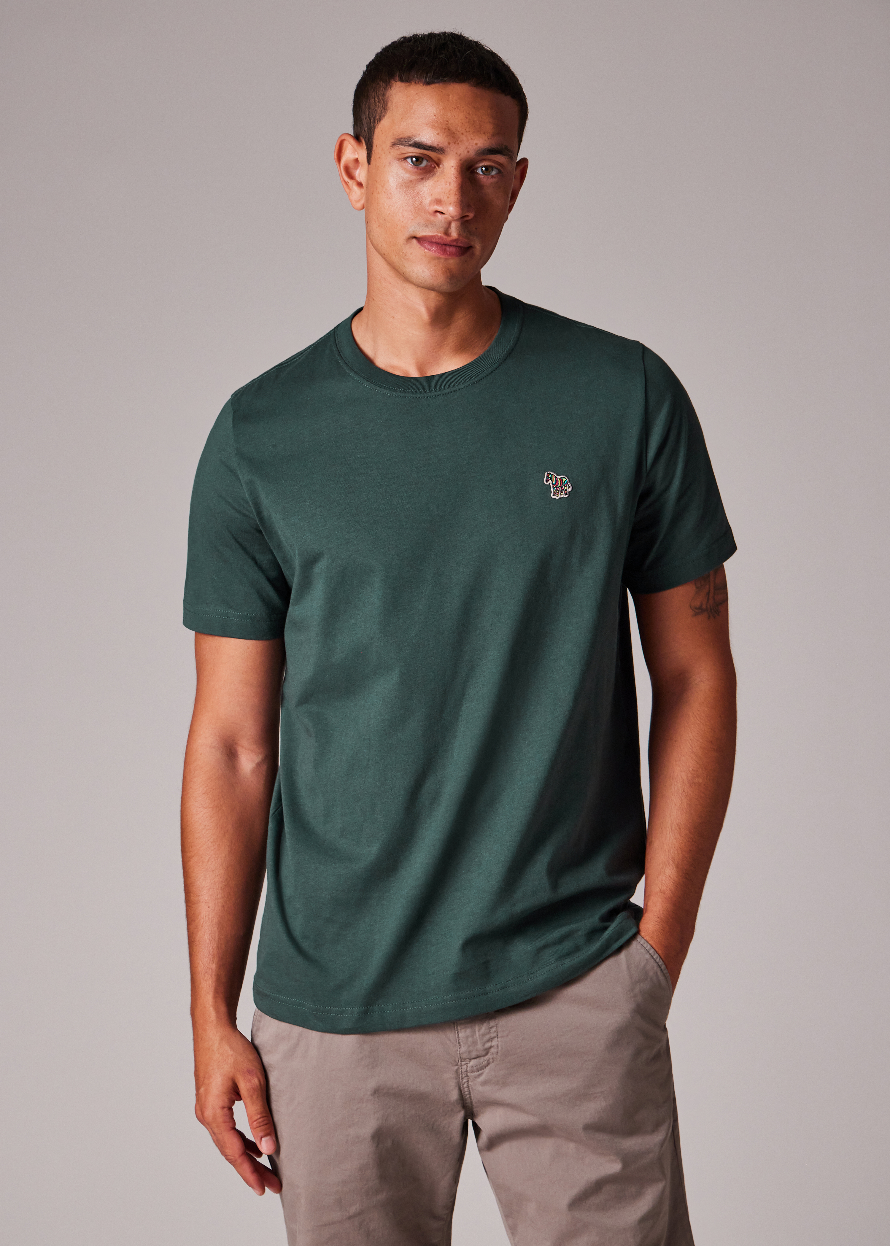 Men's Mid Blue Organic Cotton Zebra Logo T-Shirt