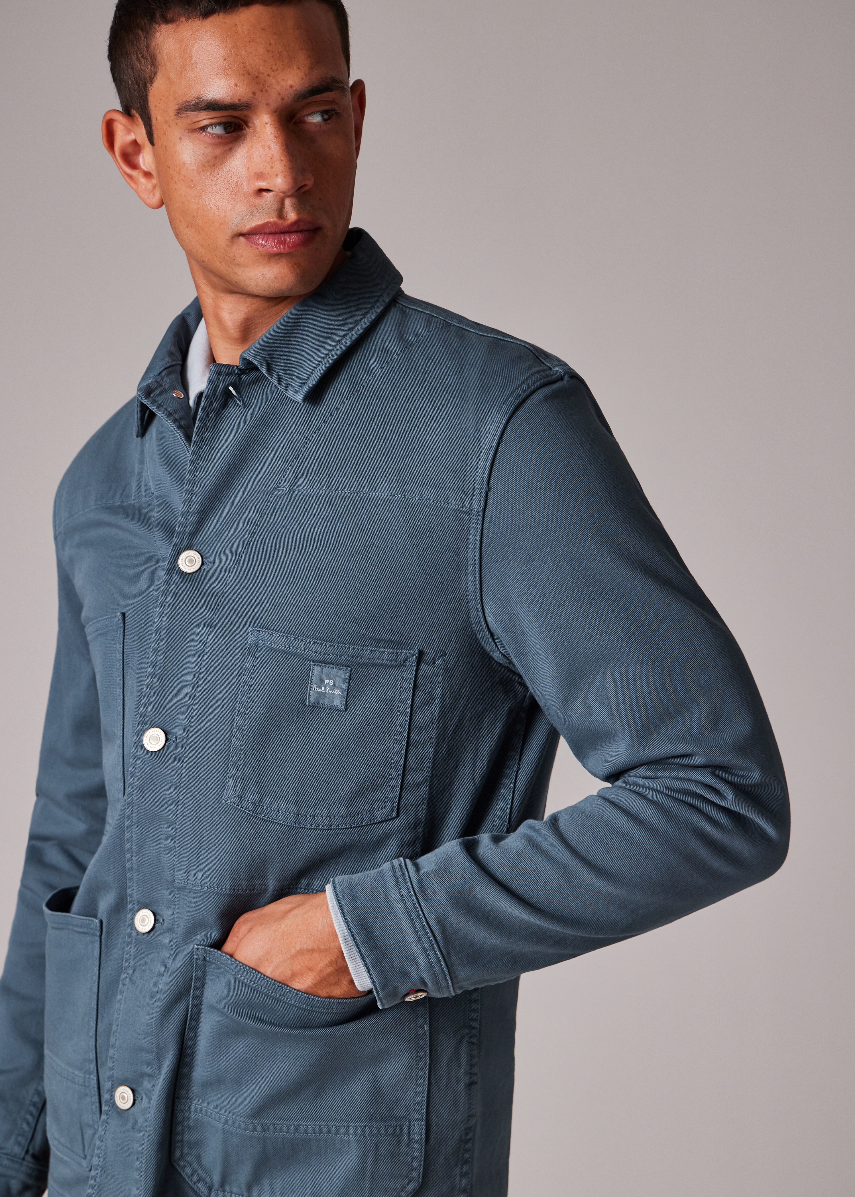 PS Paul Smith Mid Blue Stretch Cotton-Twill Chore Jacket | King