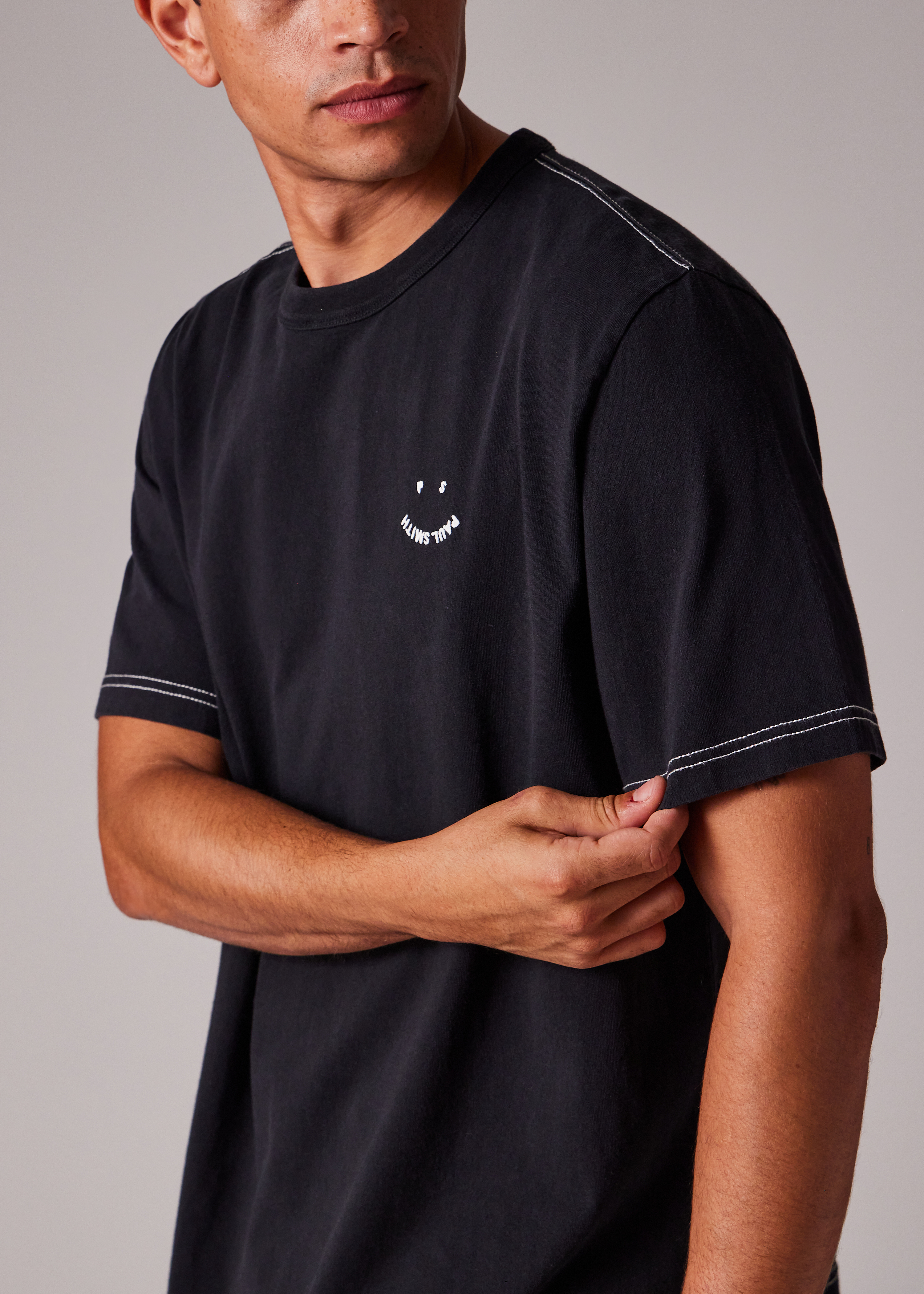 Men's Charcoal Pigment Dyed 'Happy' T-Shirt