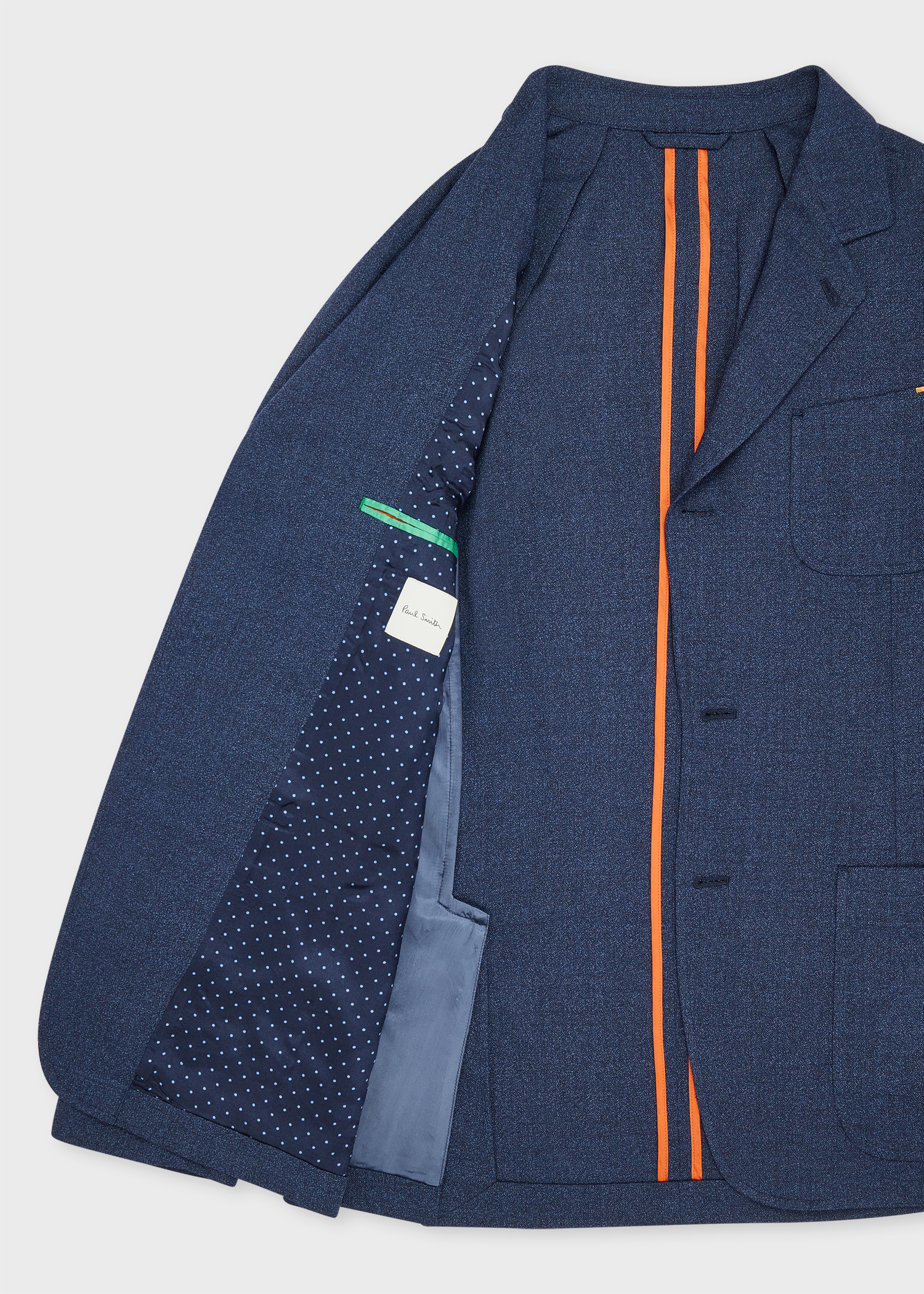 Blue Two-Ply Merino Wool Patch-Pocket Blazer thumbnail 3