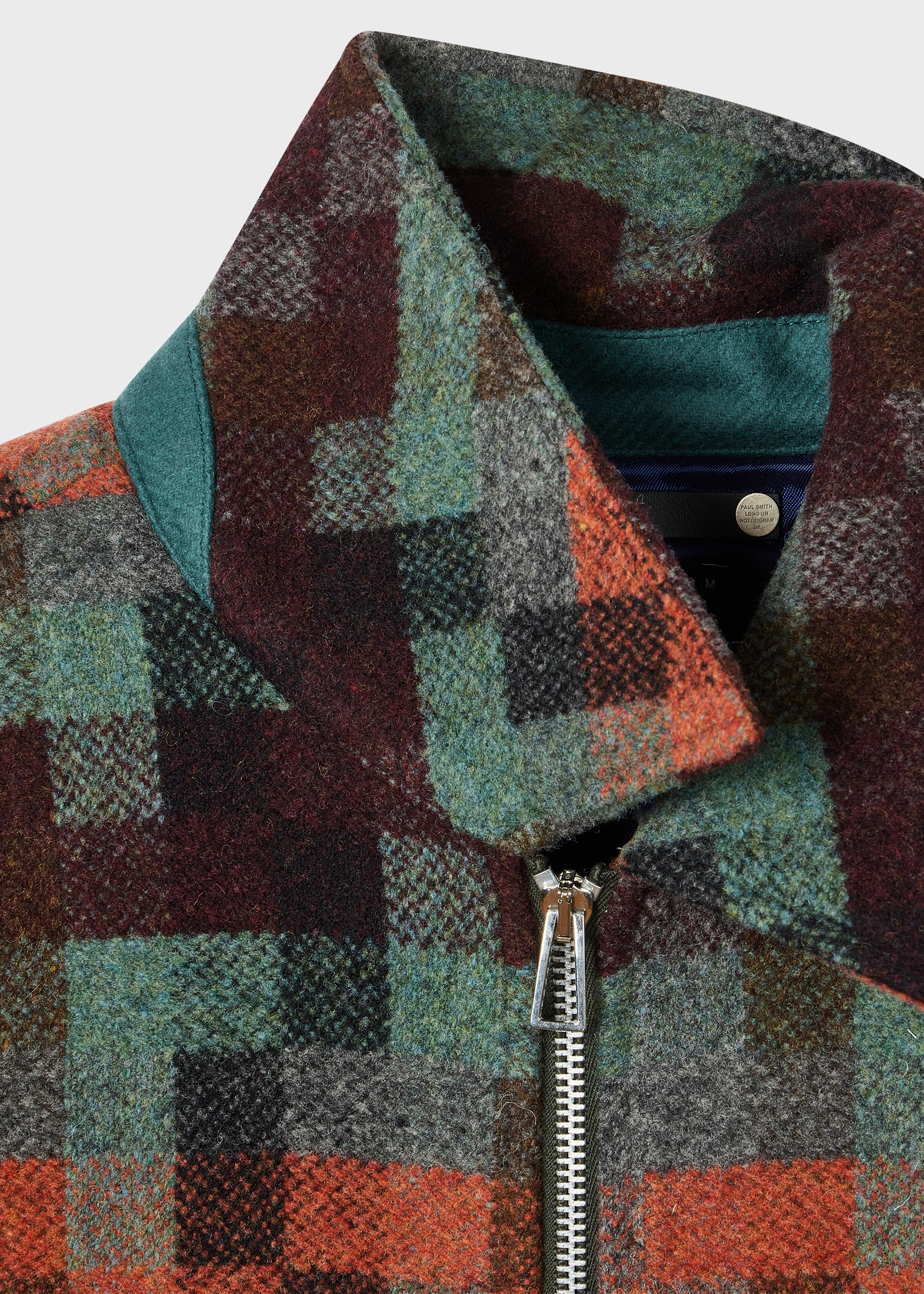 PS Paul Smith Teal Jacquard Check Wool Zip Jacket | King