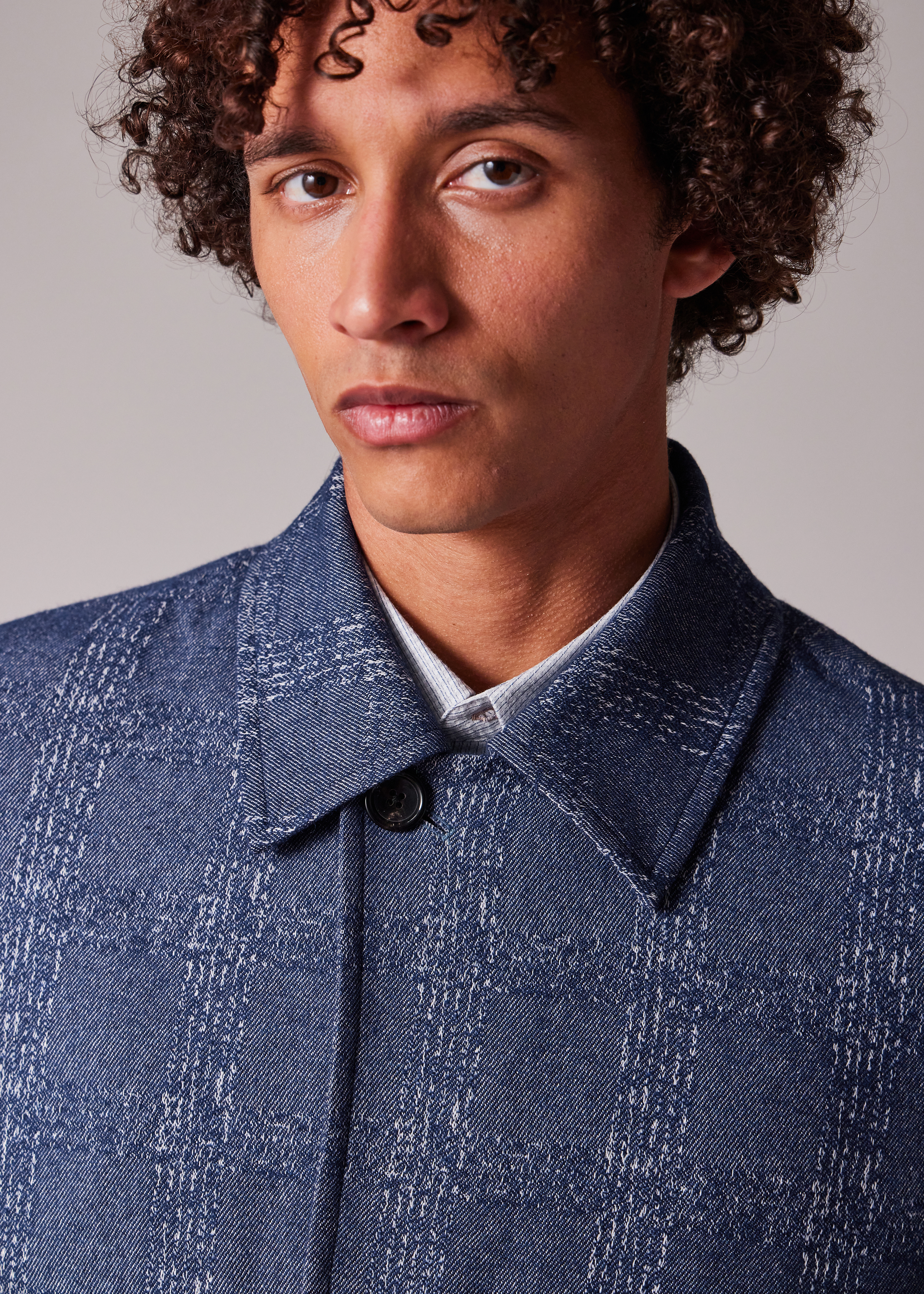 Blue Marl Jacquard Cropped Jacket thumbnail 3