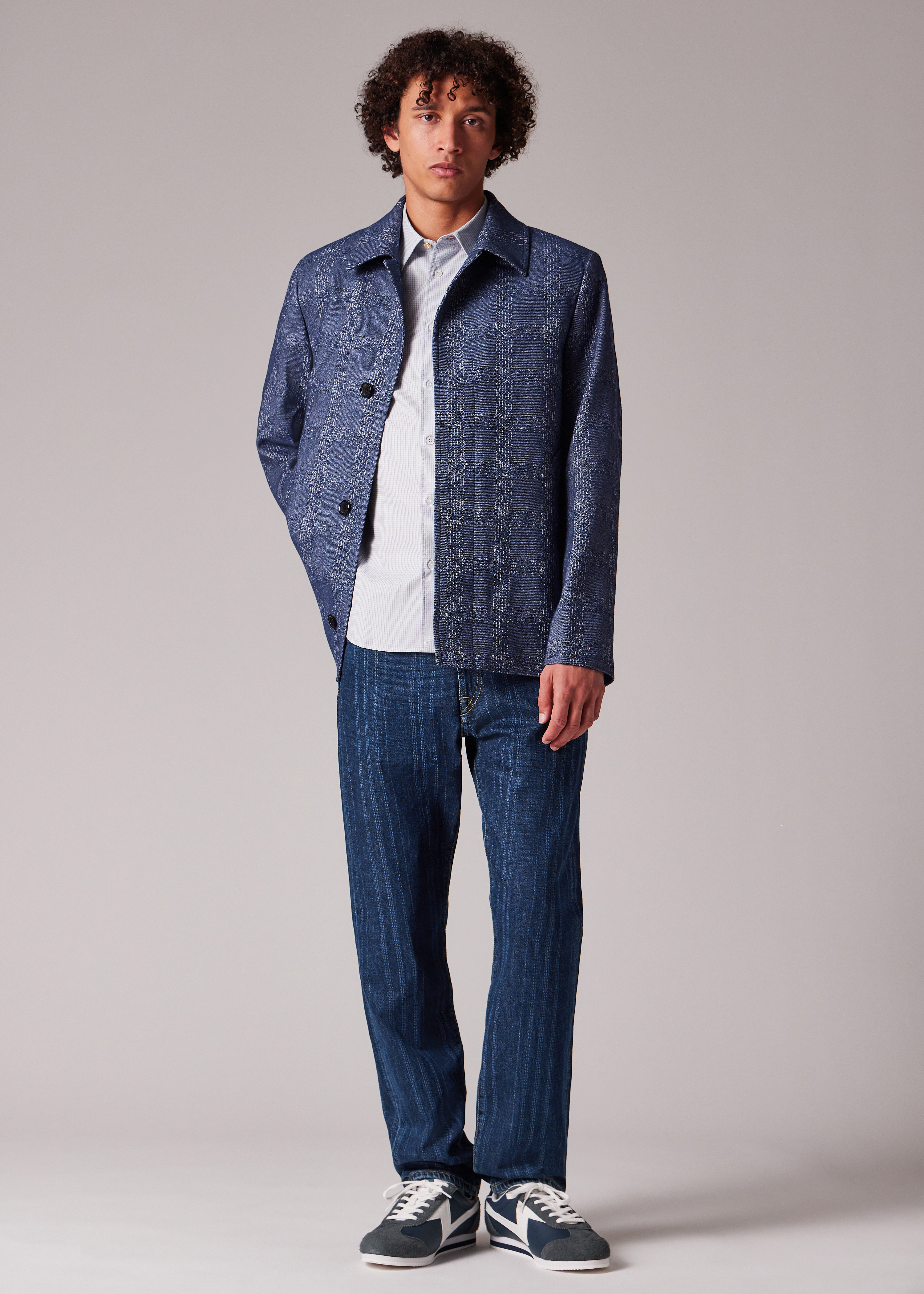 Blue Marl Jacquard Cropped Jacket thumbnail 2