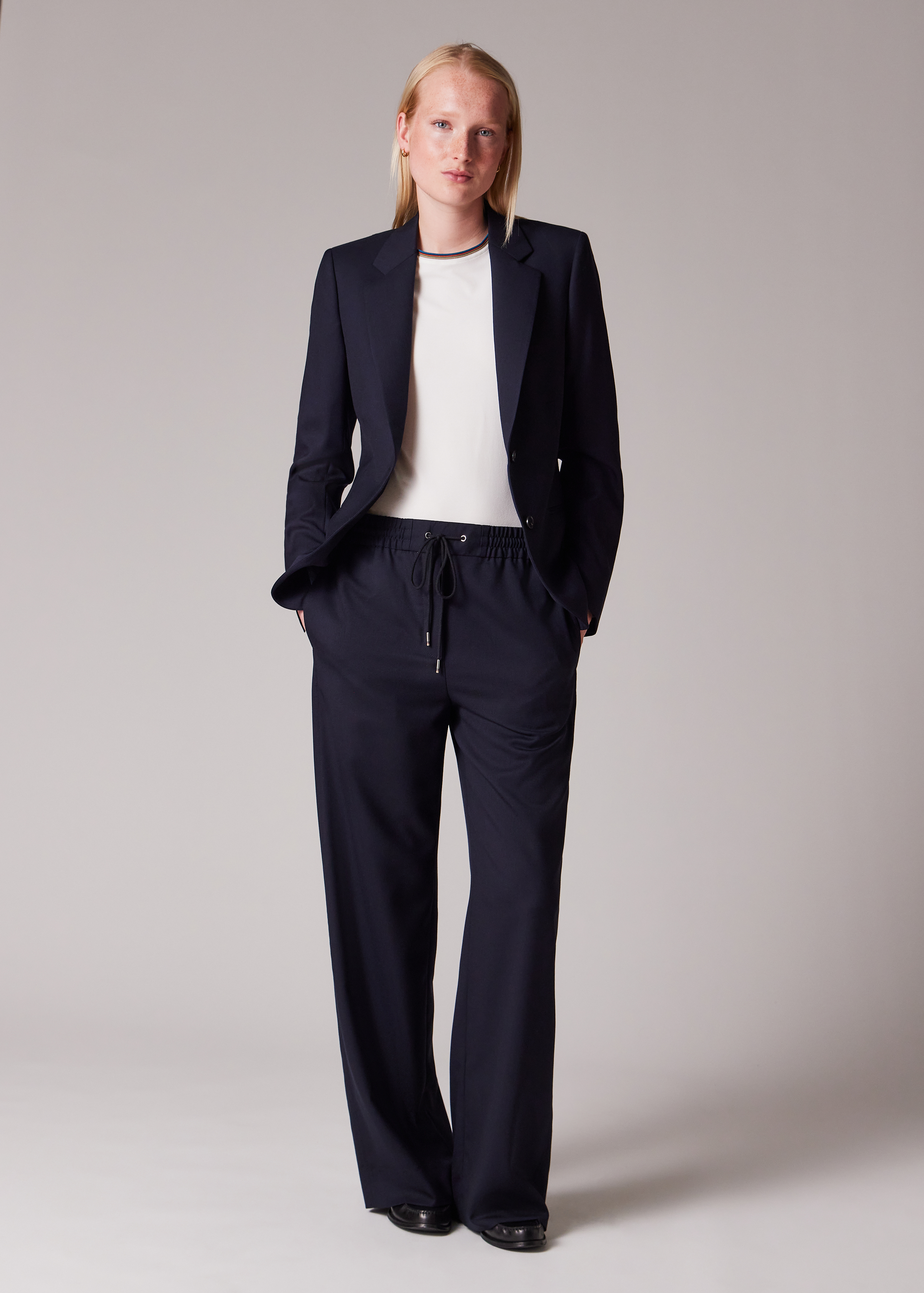 Women's A Suit To Travel In - Navy Drawstring Wide Leg Trousers thumbnail 3