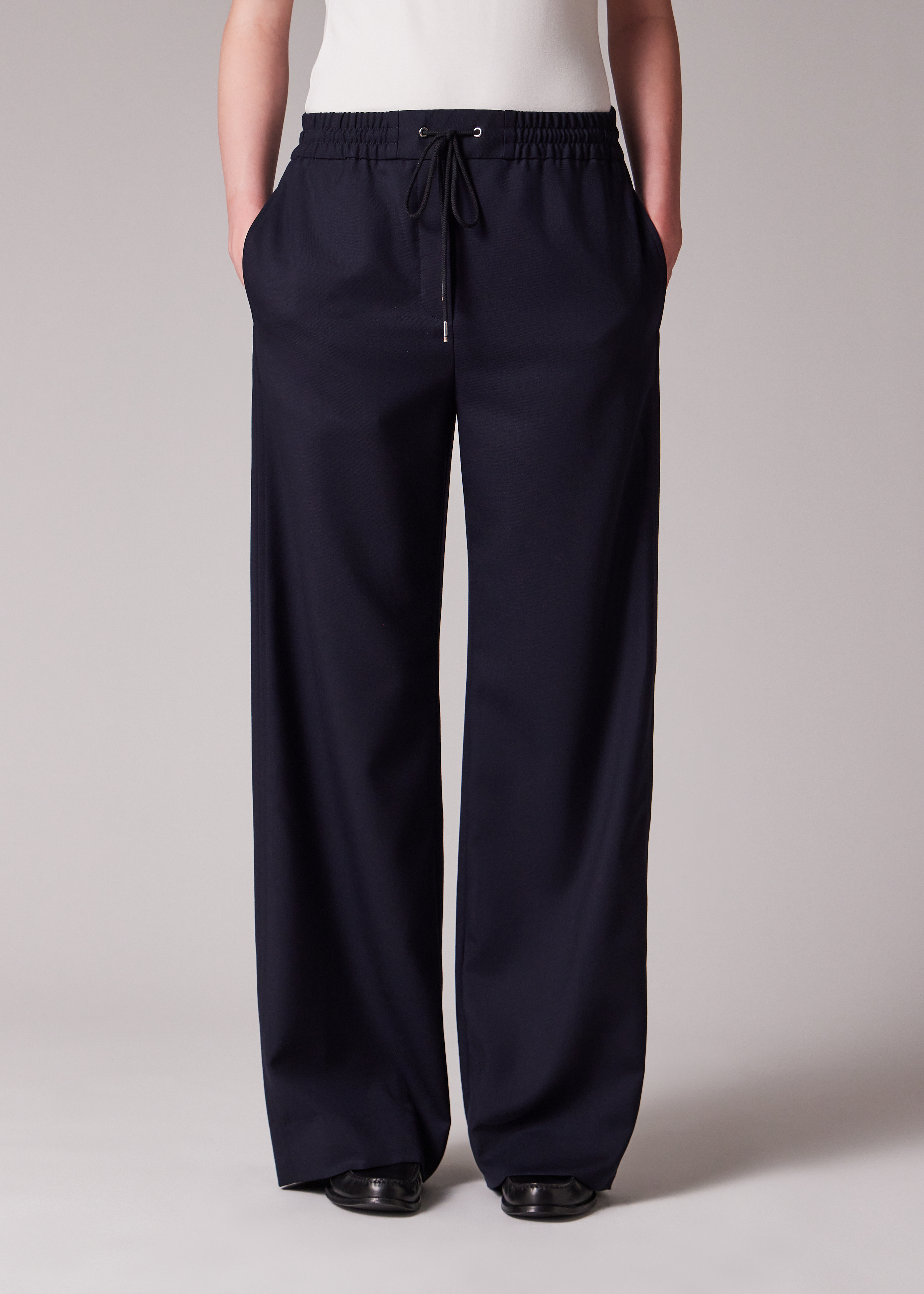 Women's A Suit To Travel In - Navy Drawstring Wide Leg Trousers thumbnail 2