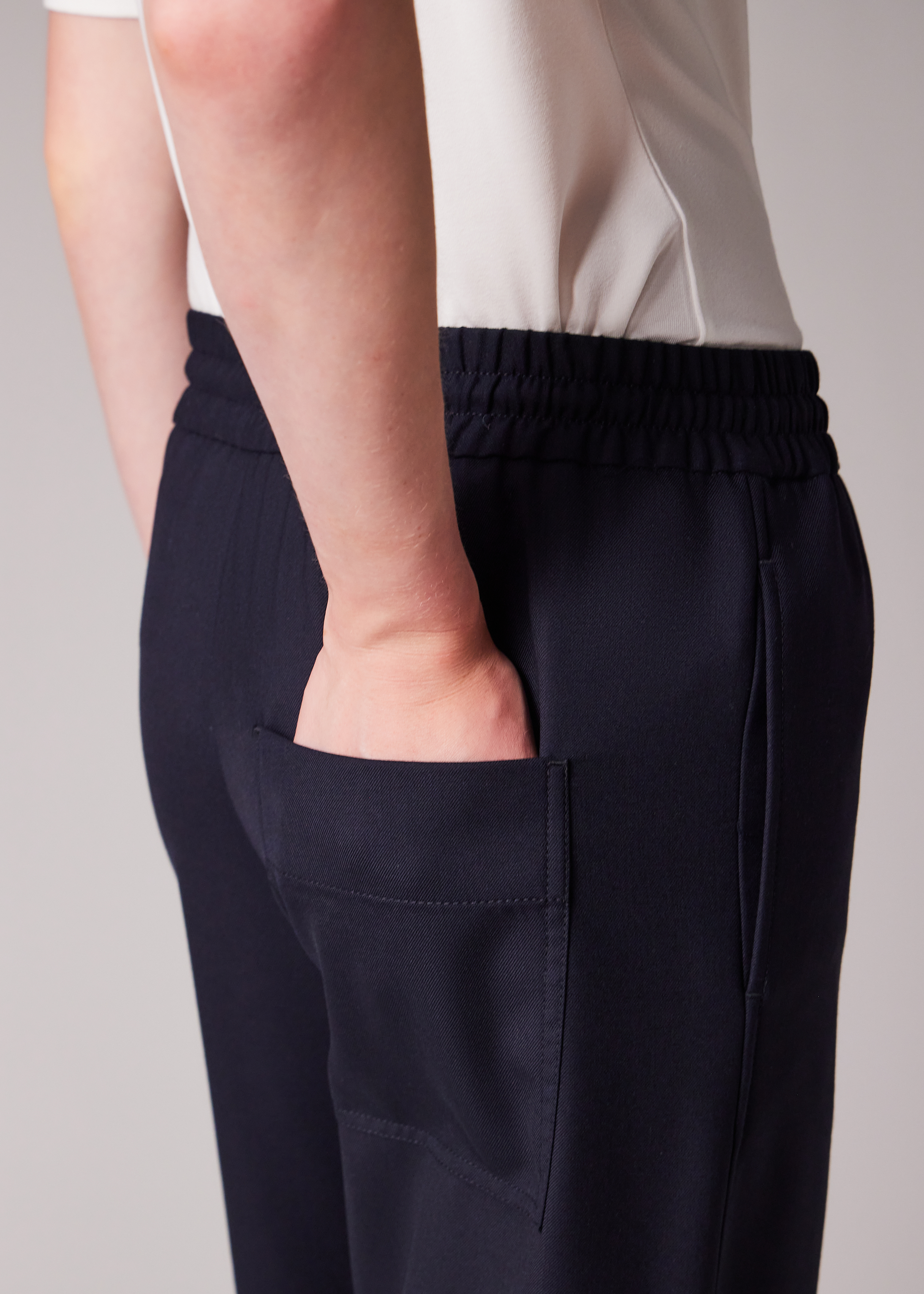 Women's A Suit To Travel In - Navy Drawstring Wide Leg Trousers thumbnail 4