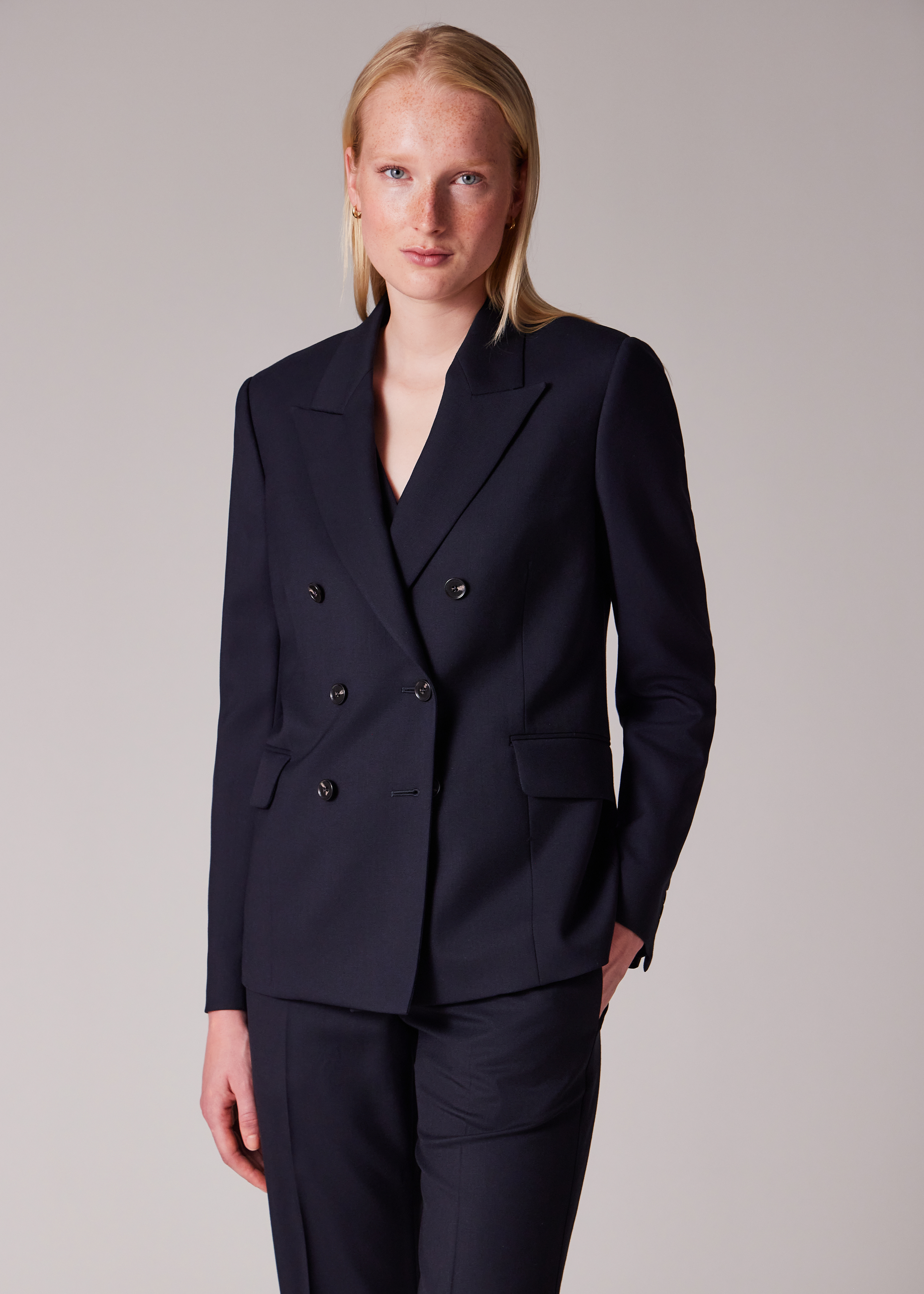 Women's A Suit To Travel In - Navy Wool Double Breasted Blazer
