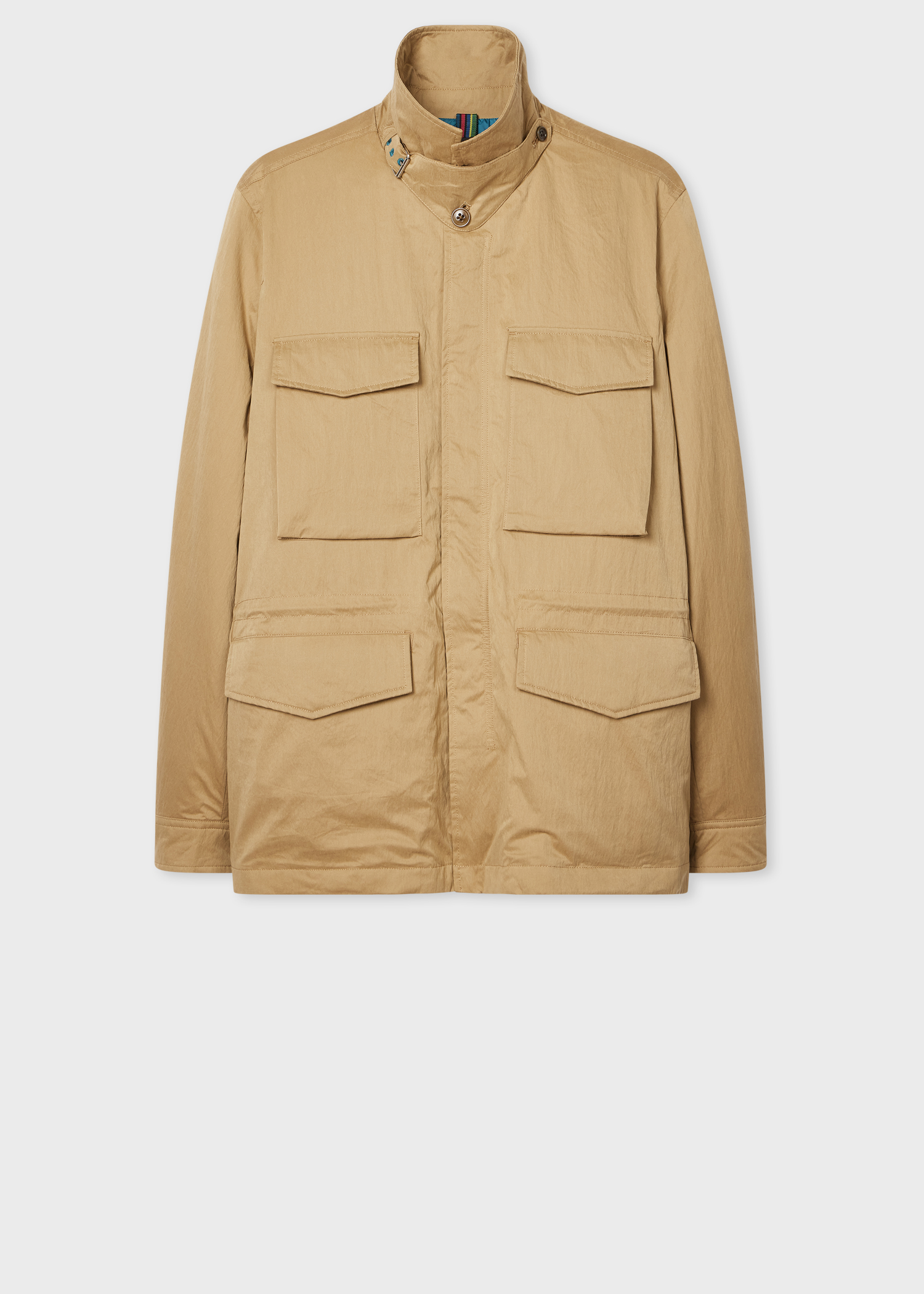 ジャケット・アウター Paul Smith NYLON MILITARY COAT Men's Light Blue Nylon-Blend Water Resistant Field Jacket