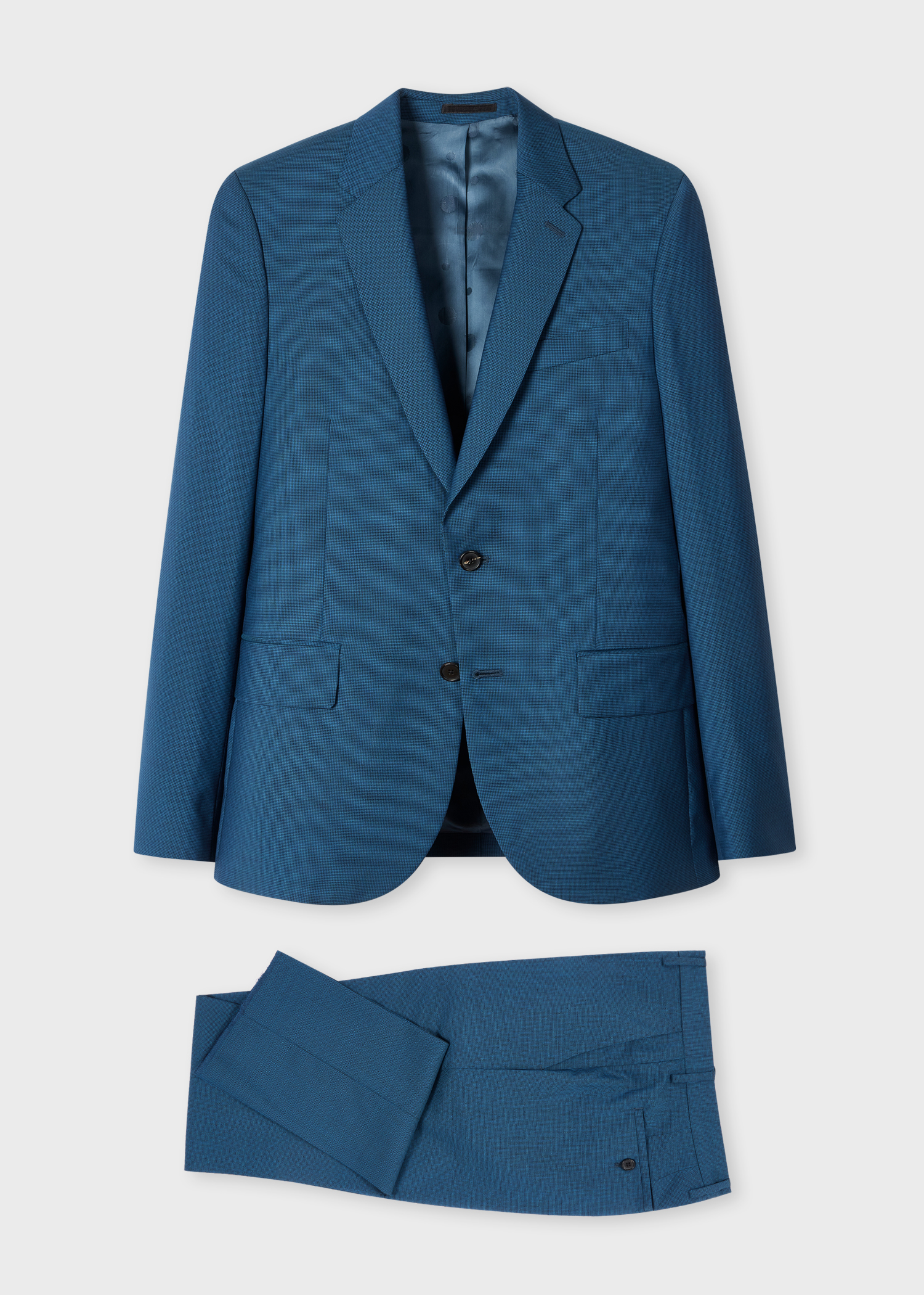 The Soho - Tailored-Fit Petrol Blue Puppytooth Suit primary image
