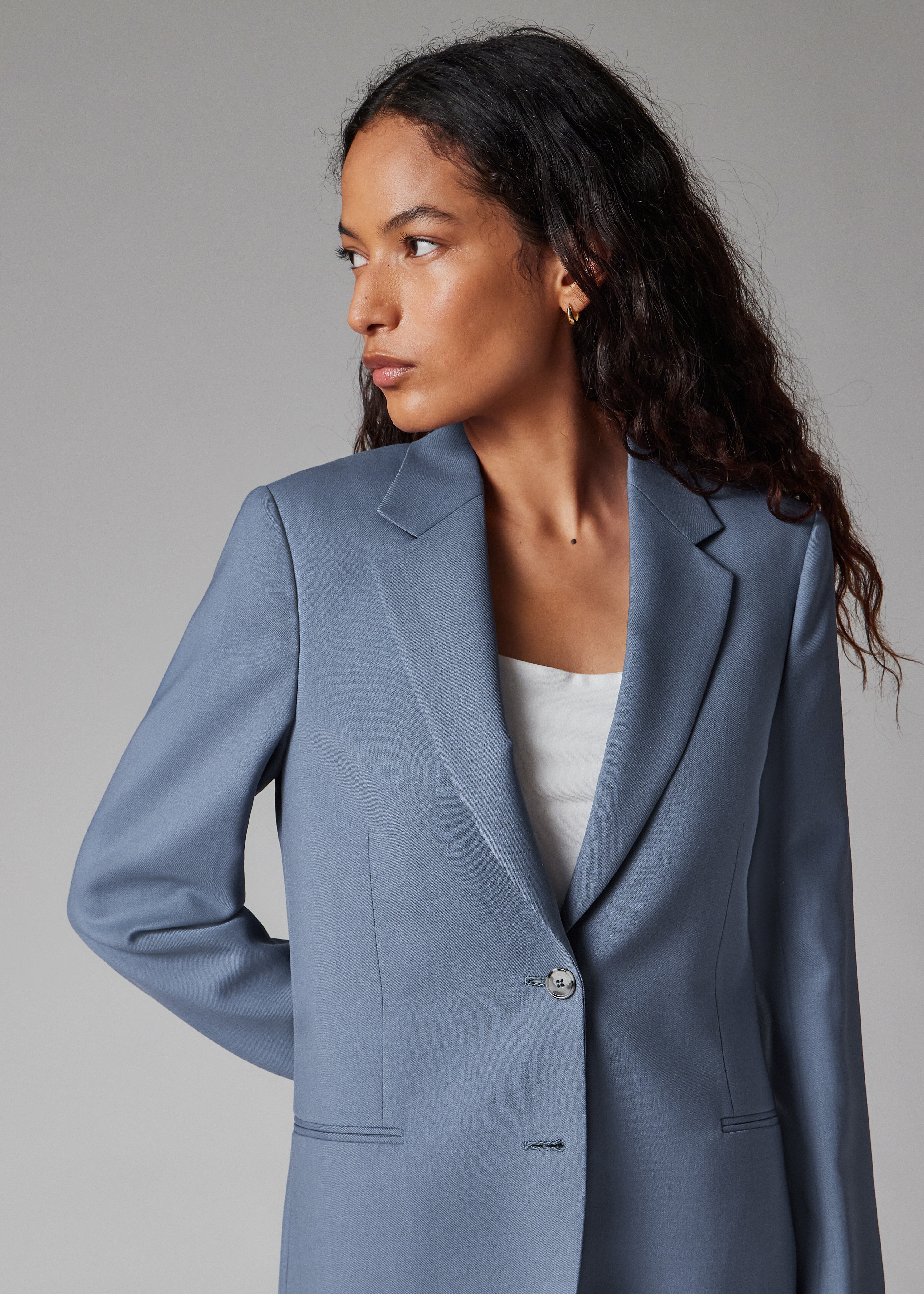 PS Paul Smith Women's Dusty Blue Wool Hopsack Suit | King's Cross