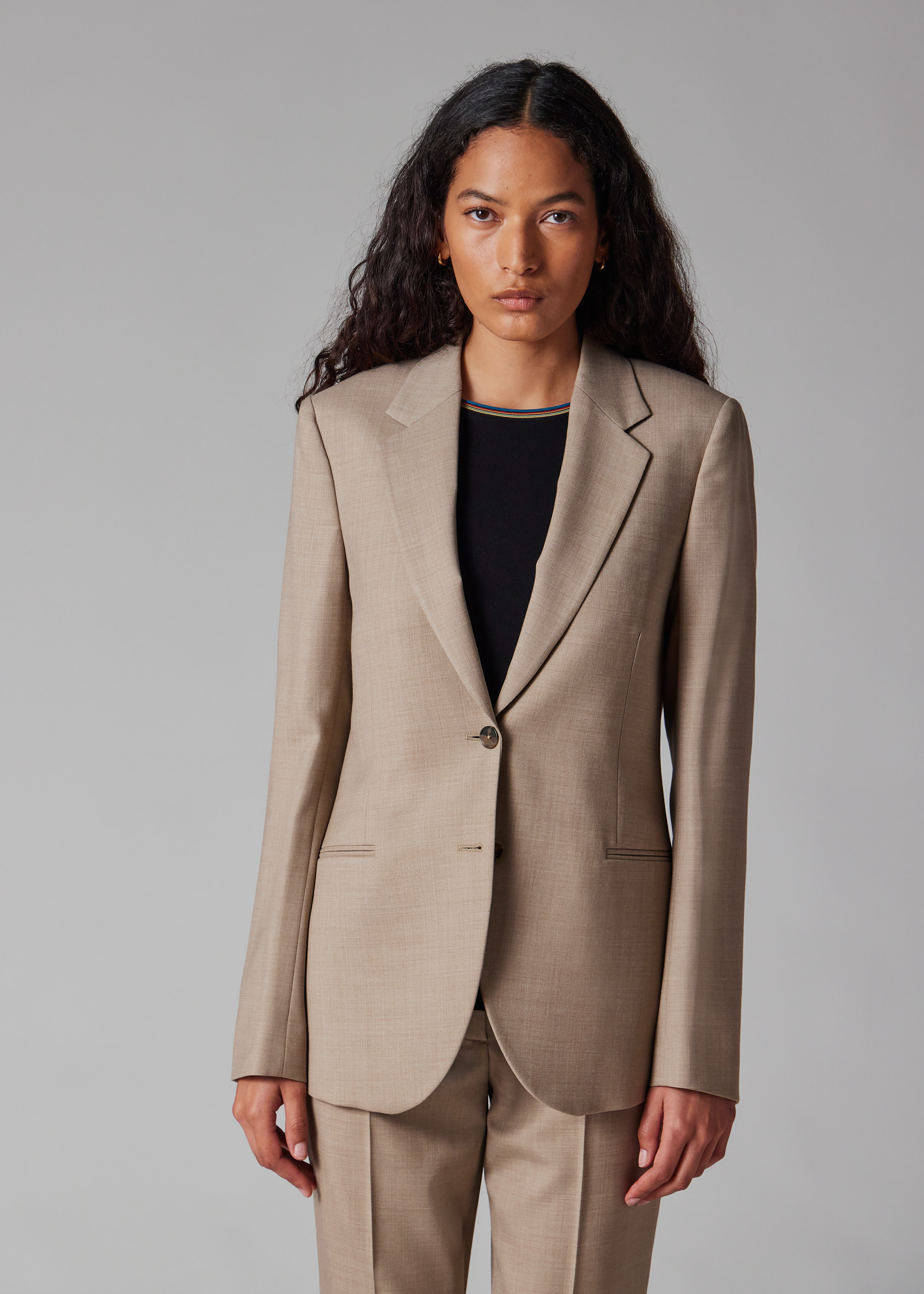 Women's A Suit To Travel In - Stone Wool Two-Button Blazer