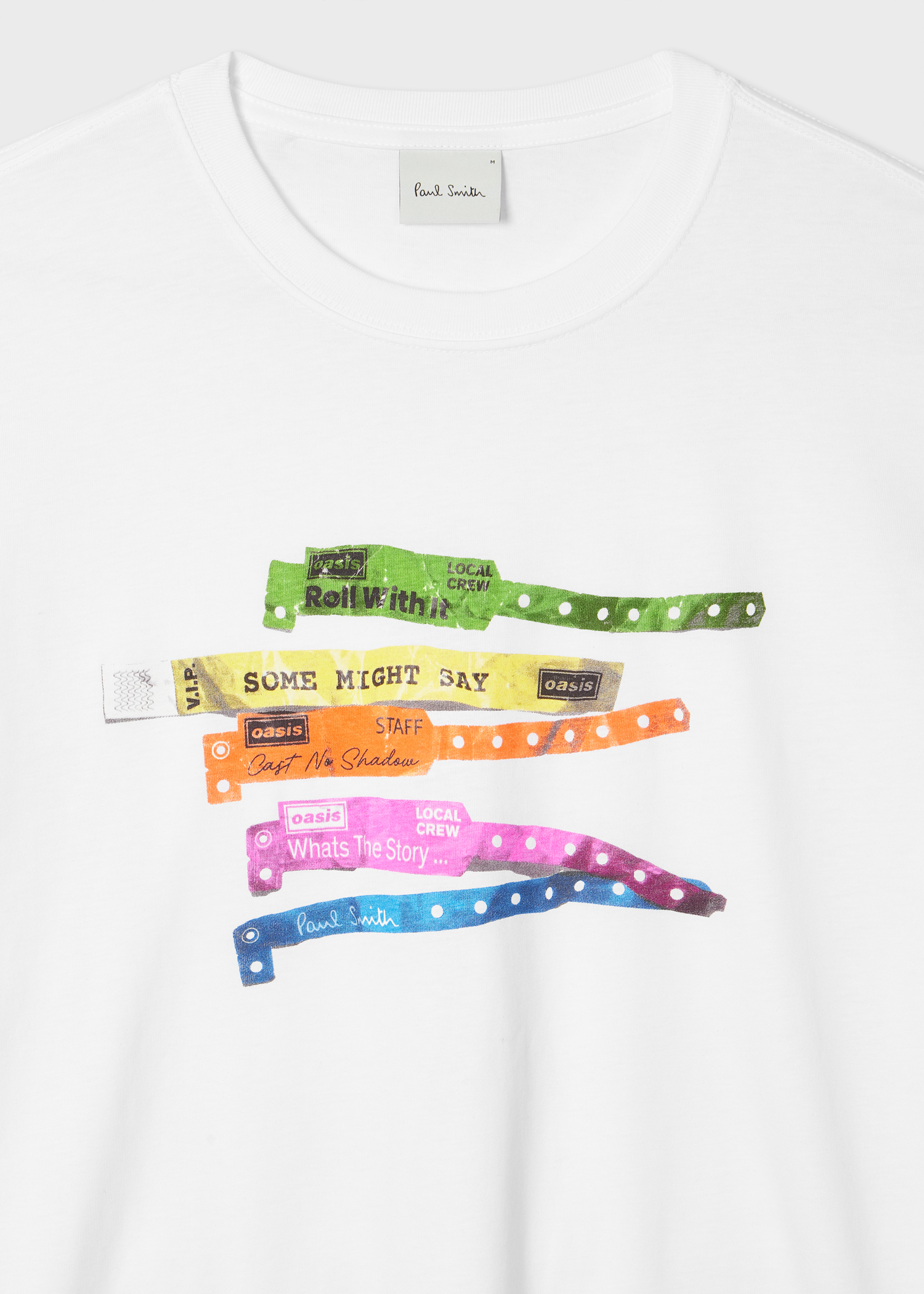 Oasis×Paul SmithホワイトTシャツSサイズ Paul Smith x Oasis - White Wristbands Print T-Shirt
