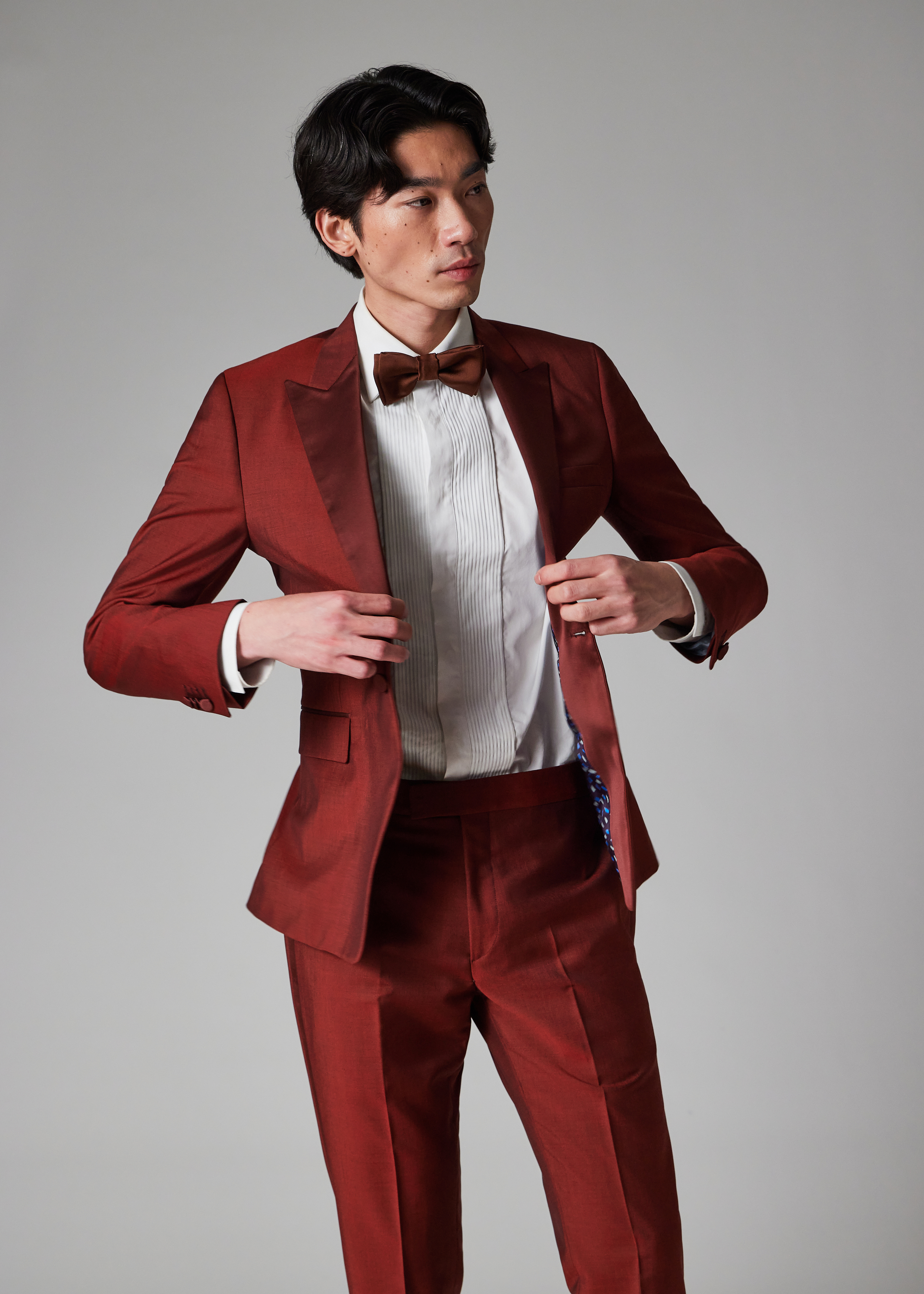 The Soho - Tailored-Fit Burgundy Wool-Mohair Evening Suit thumbnail 4