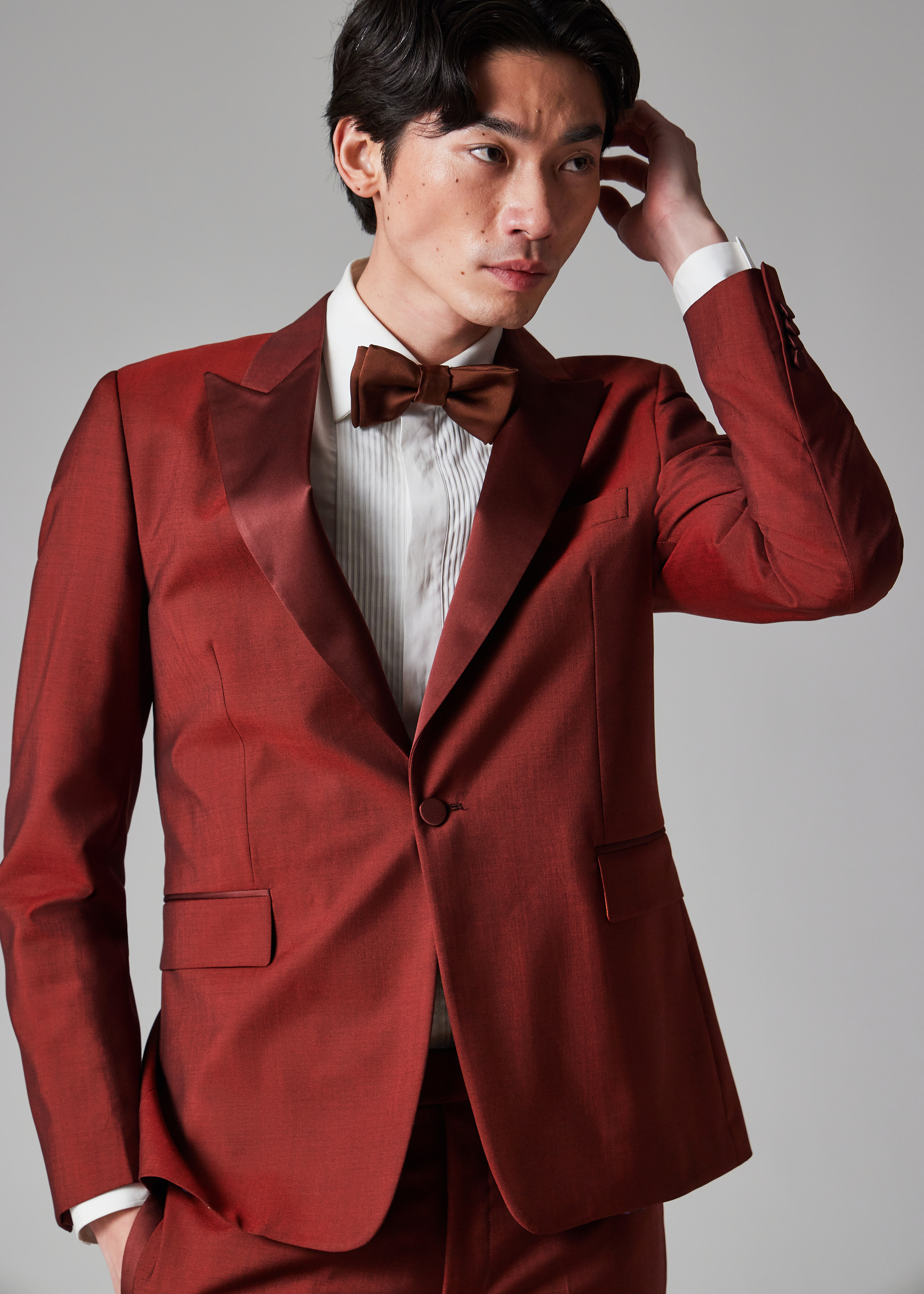 The Soho - Tailored-Fit Burgundy Wool-Mohair Evening Suit primary image