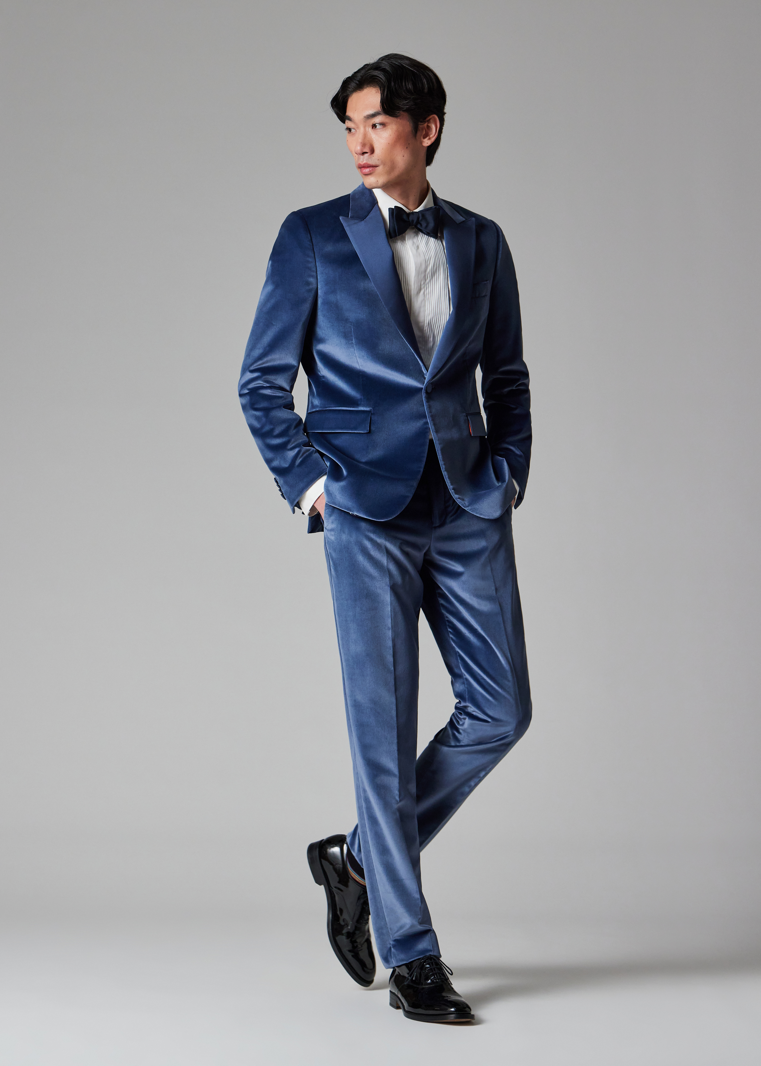 The Soho - Tailored-Fit Blue Velvet Evening Blazer thumbnail 4