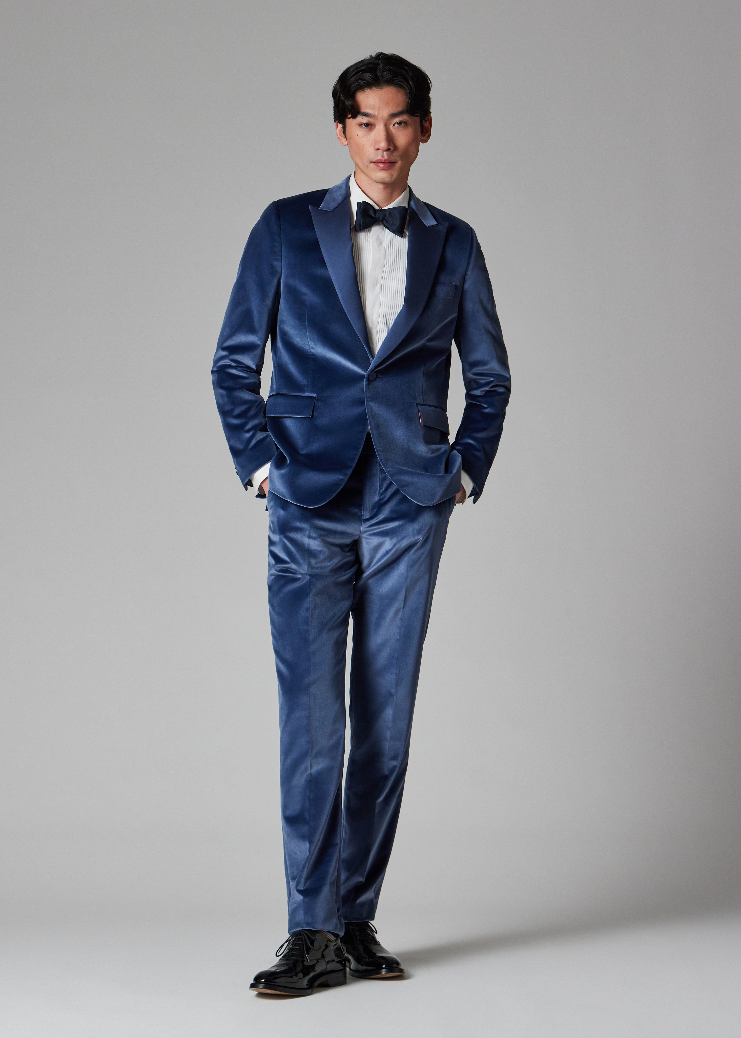 The Soho - Tailored-Fit Blue Velvet Evening Blazer thumbnail 2