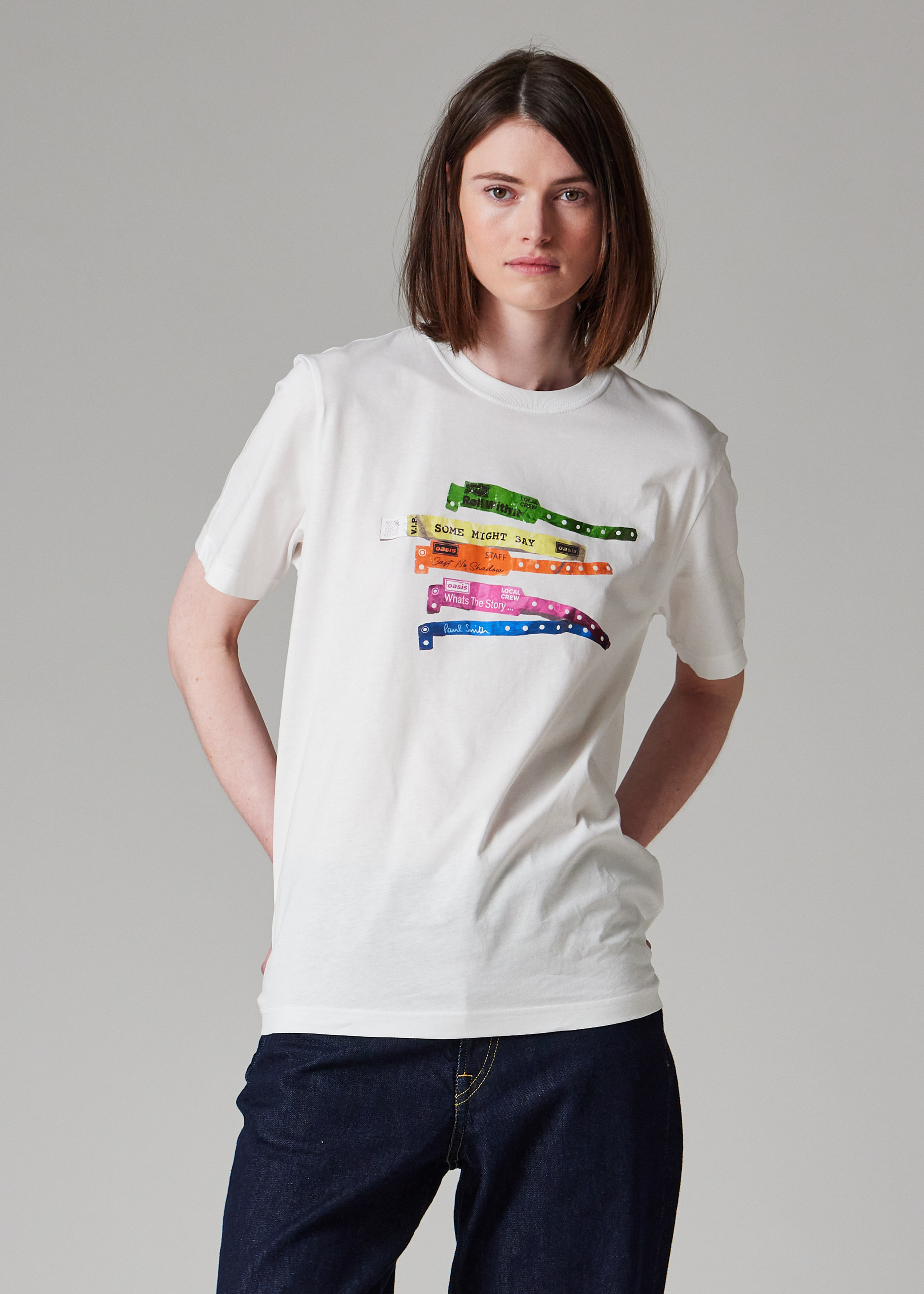 Paul Smith x Oasis - White 'Signature Stripe' Logo T-Shirt