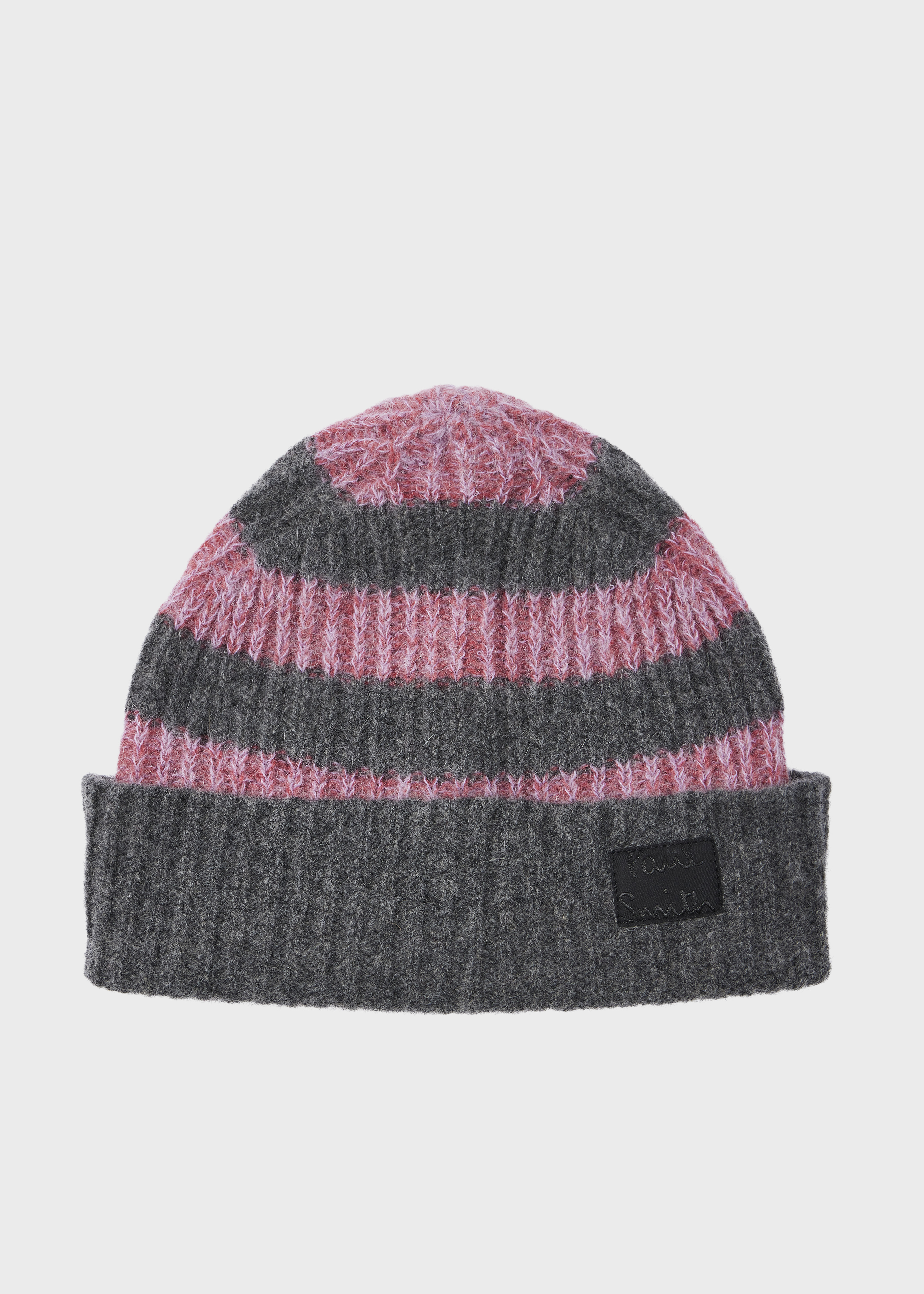 Gray Cable Knit Beanie with Pink Accent Percy Cable Knit Beanie | Gray – tête bleue main image 4