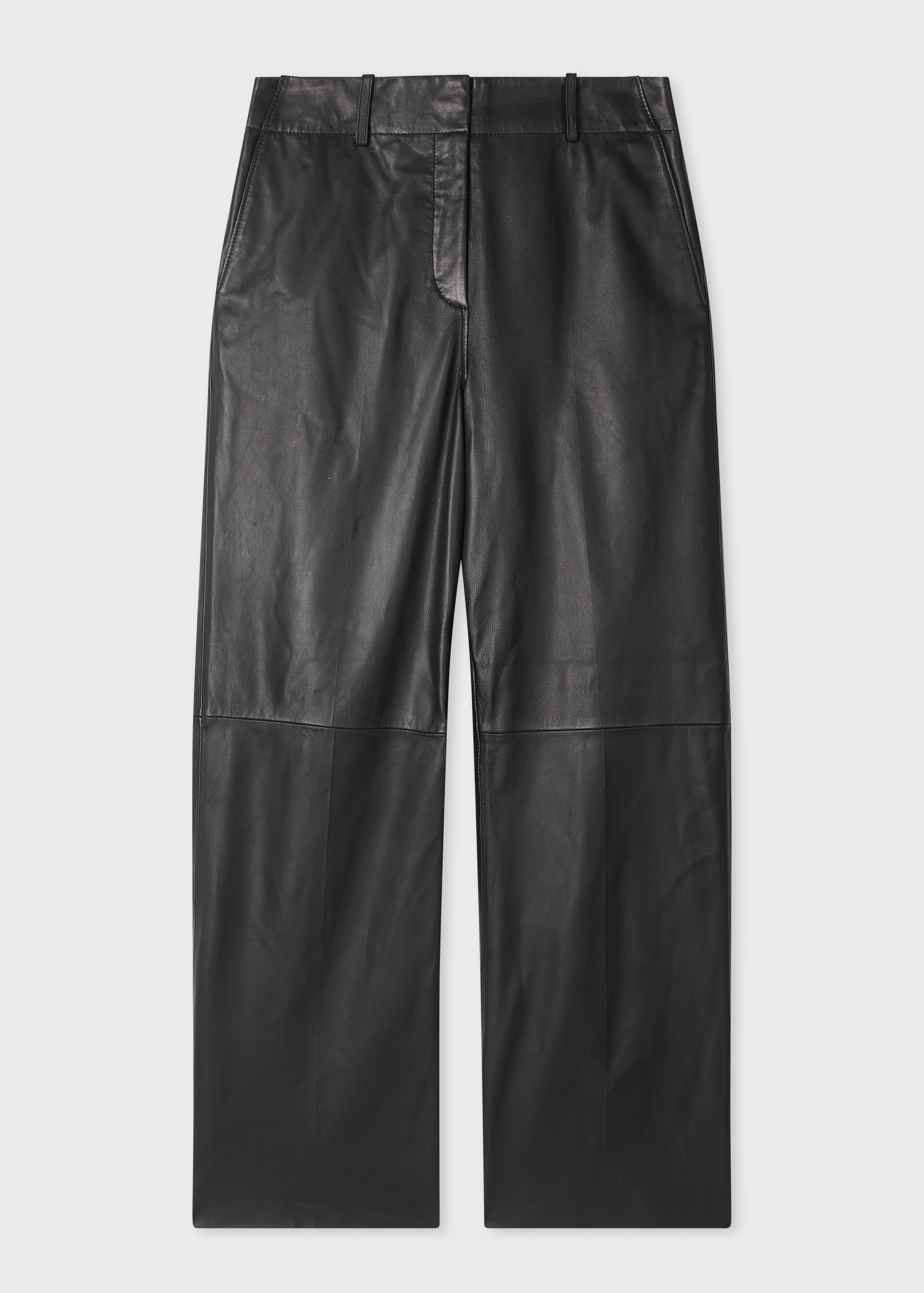 Women's Black Leather Straight-Leg Trousers