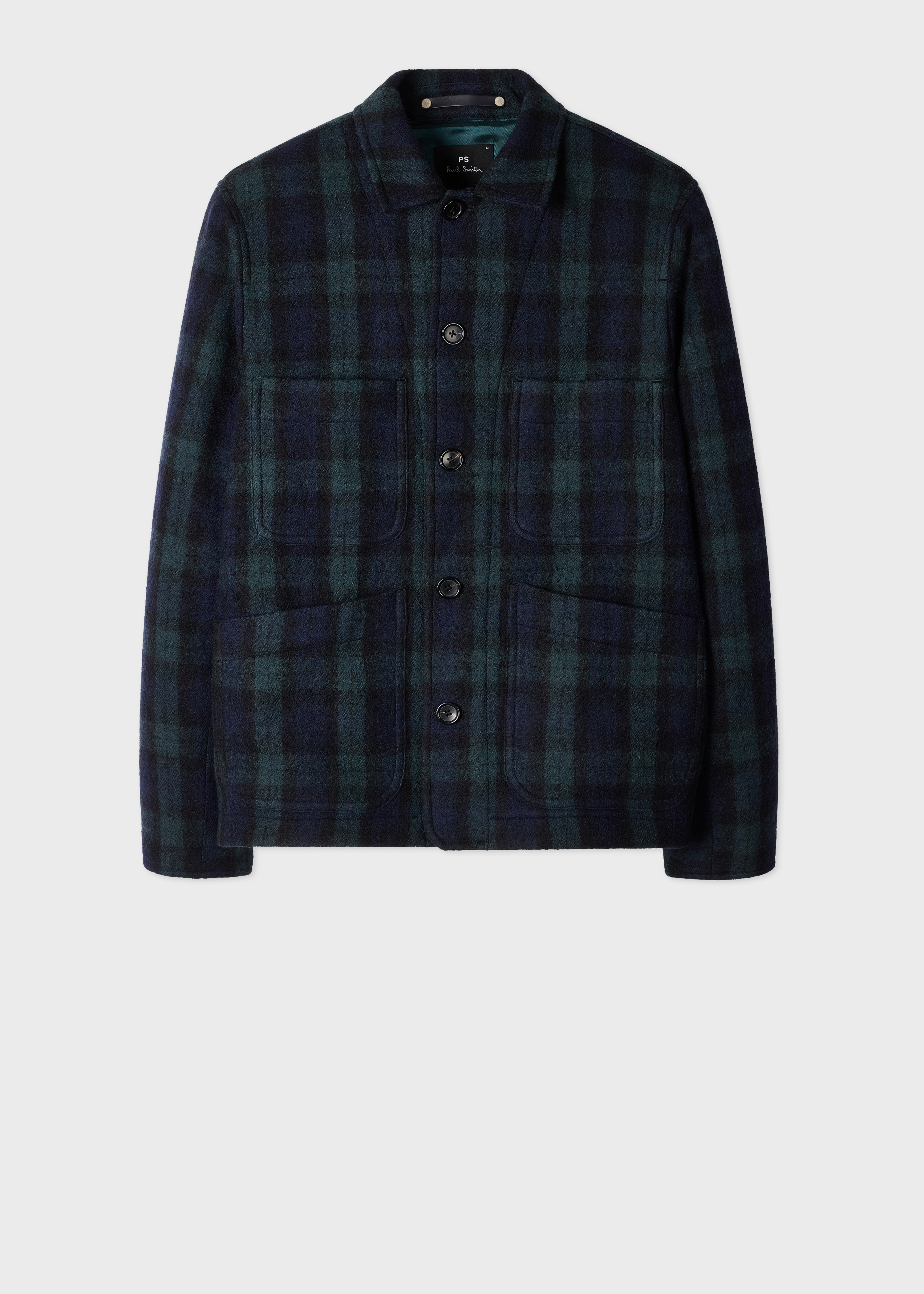 PS Paul Smith Navy and Green Check Wool Work Jacket | King
