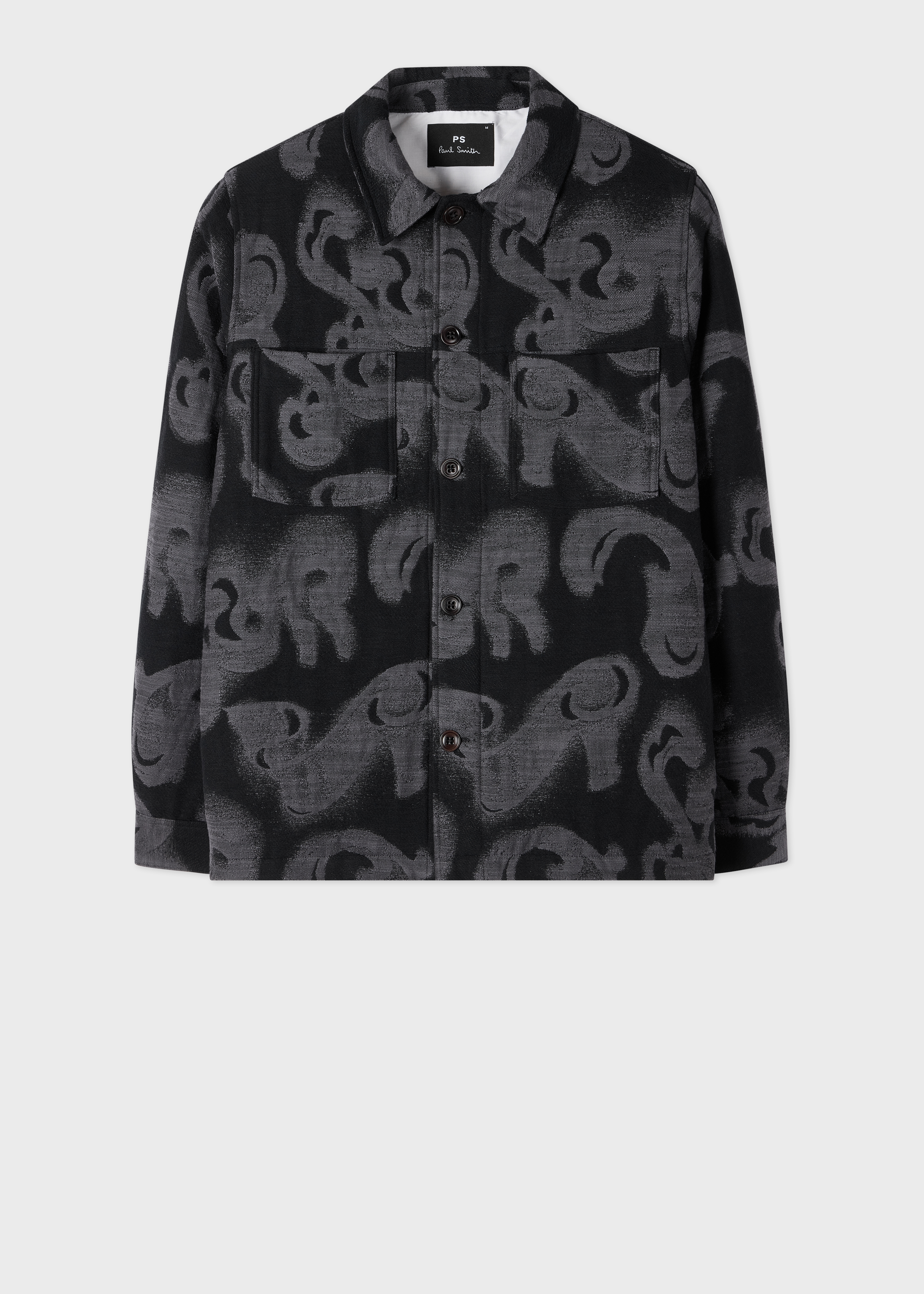 Men's Black 'Waltzer' Jacquard Cotton-Blend Shirt Jacket