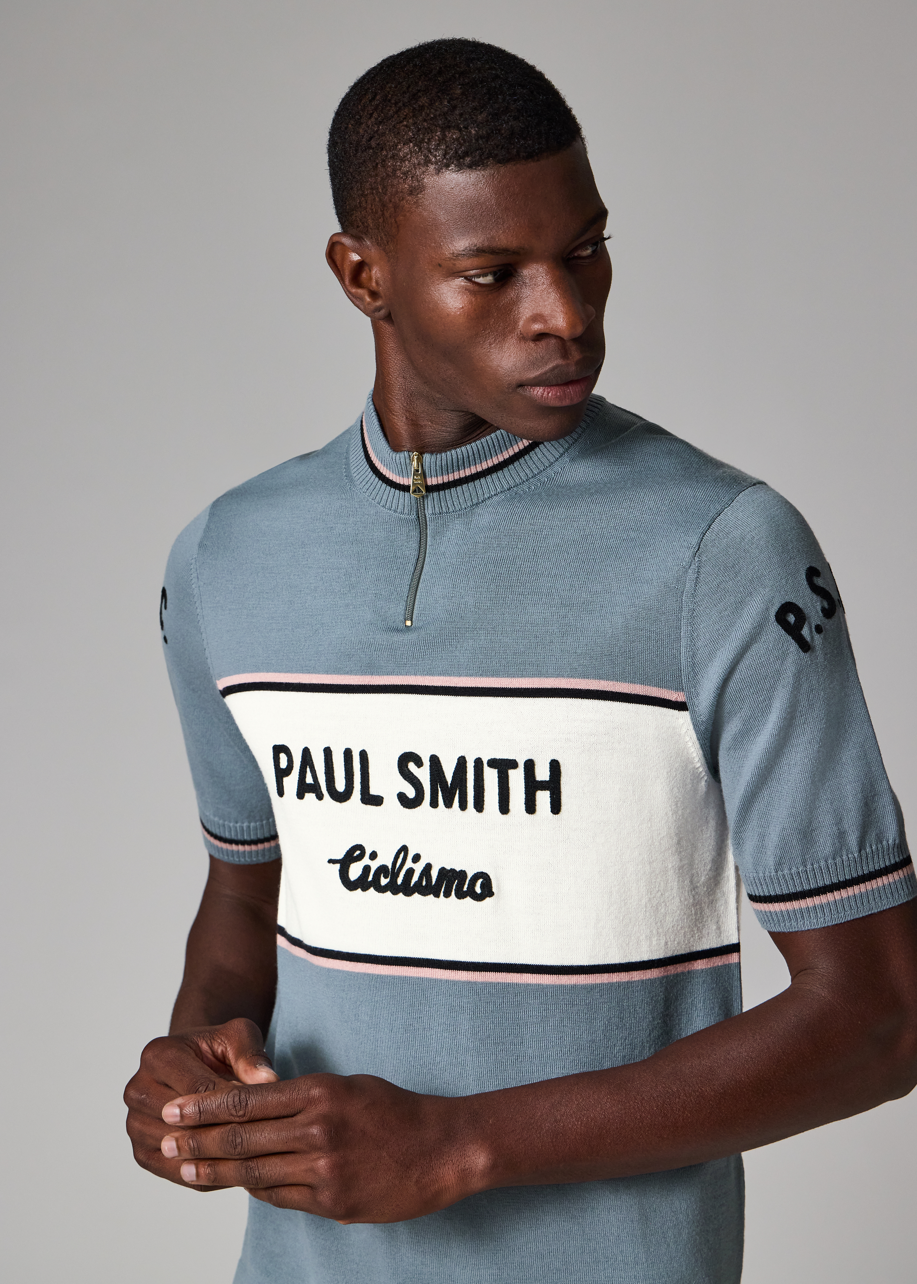 Paul Smith Light Blue Merino Wool Knitted Cycle Jersey | King's Cross