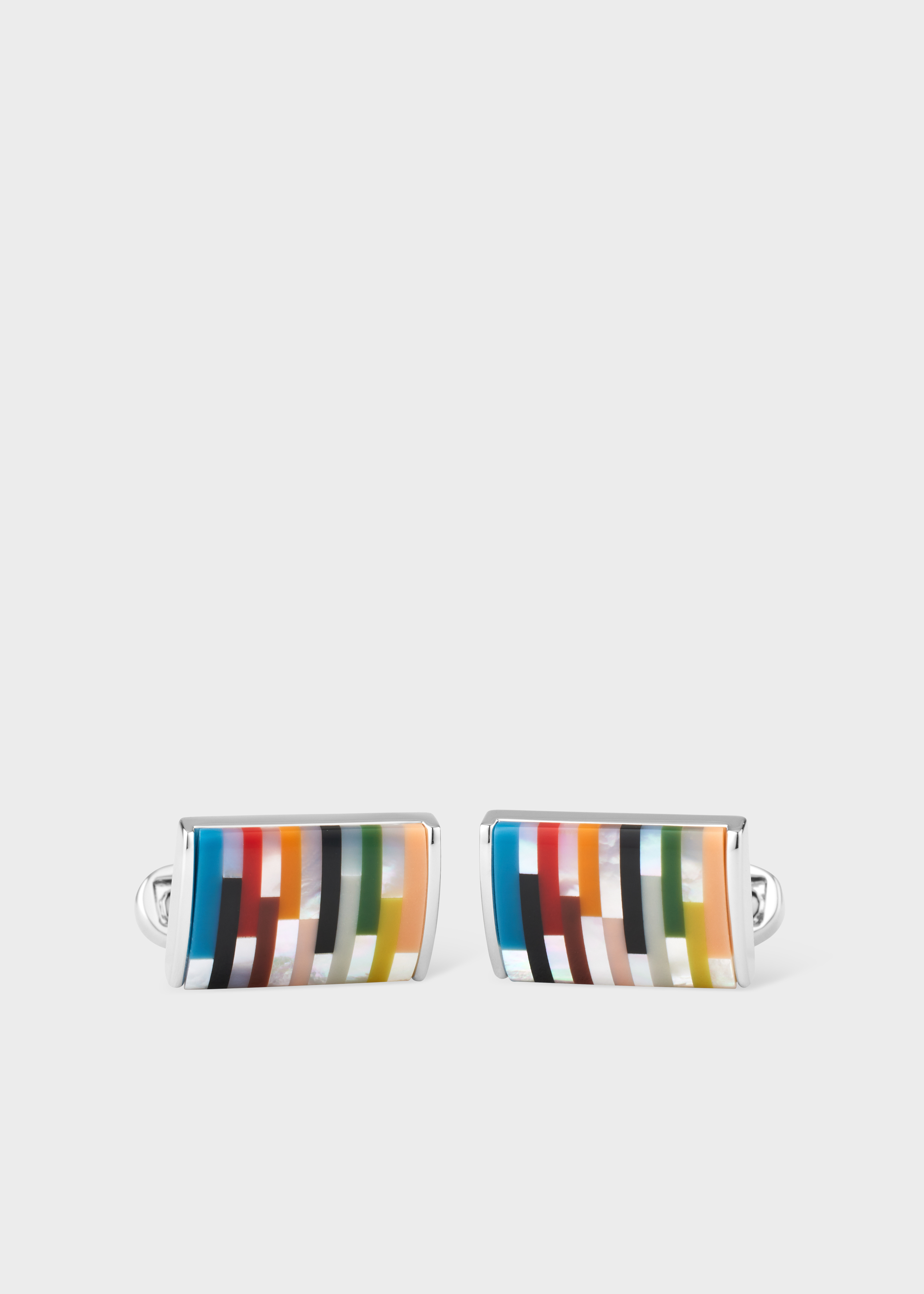 Men's Silver 'Signature Stripe' Curve Cufflinks