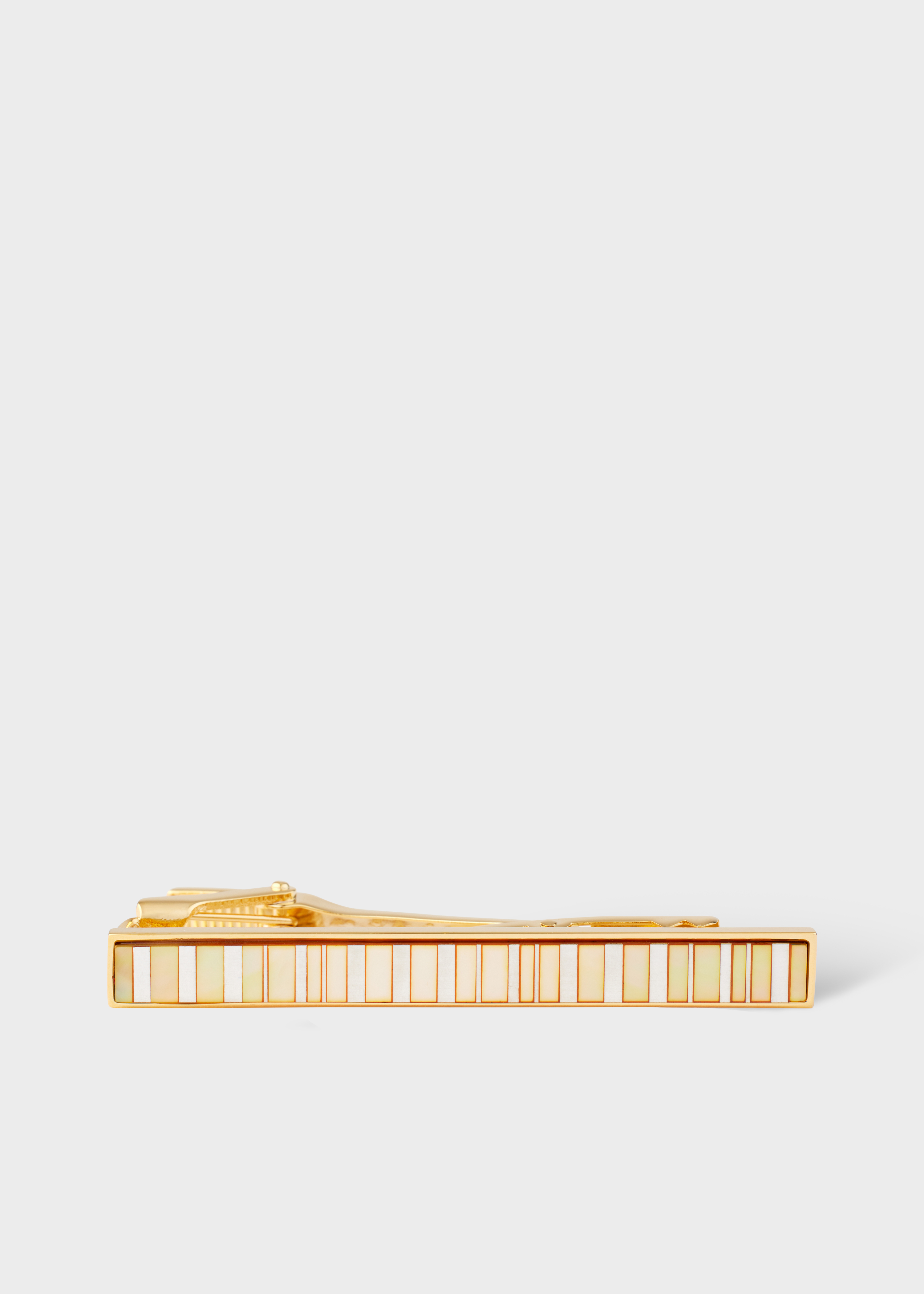 Men's Gold Mother-of-Pearl Stripe Tie Clip