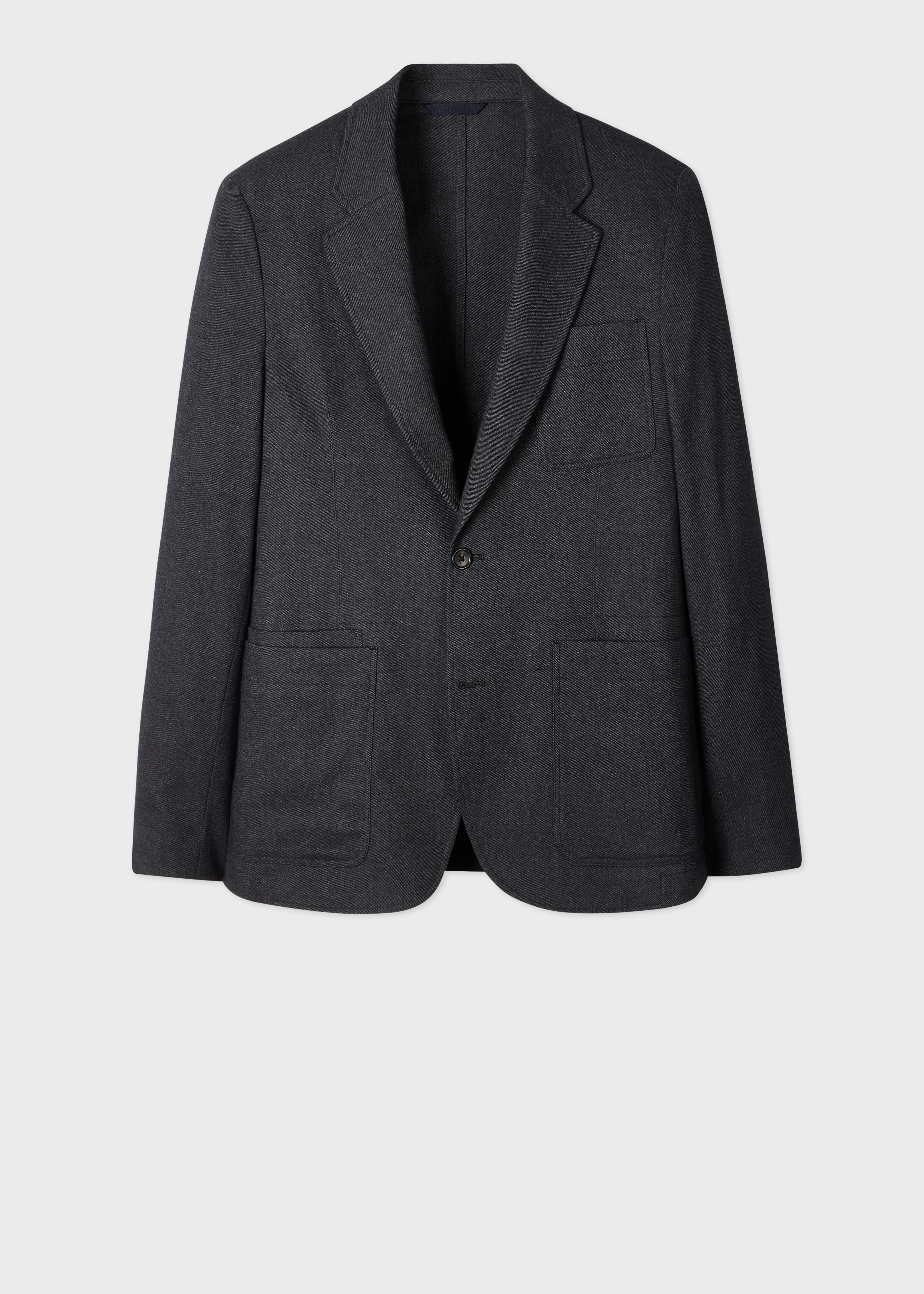 Charcoal Grey Brushed Twill Two Button Blazer primary image