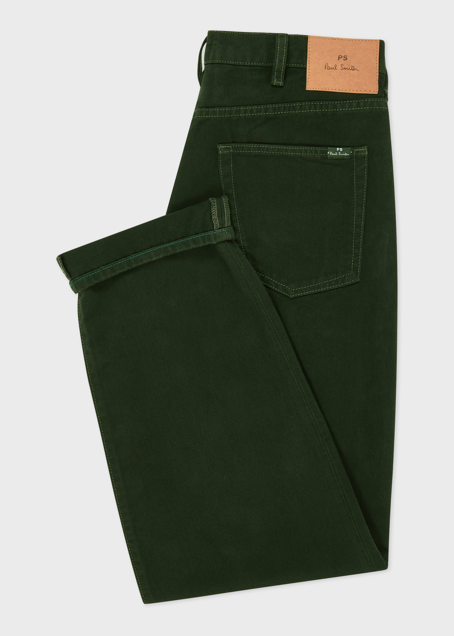 Men's Relaxed-Fit Dark Green Pleat-Front Jeans