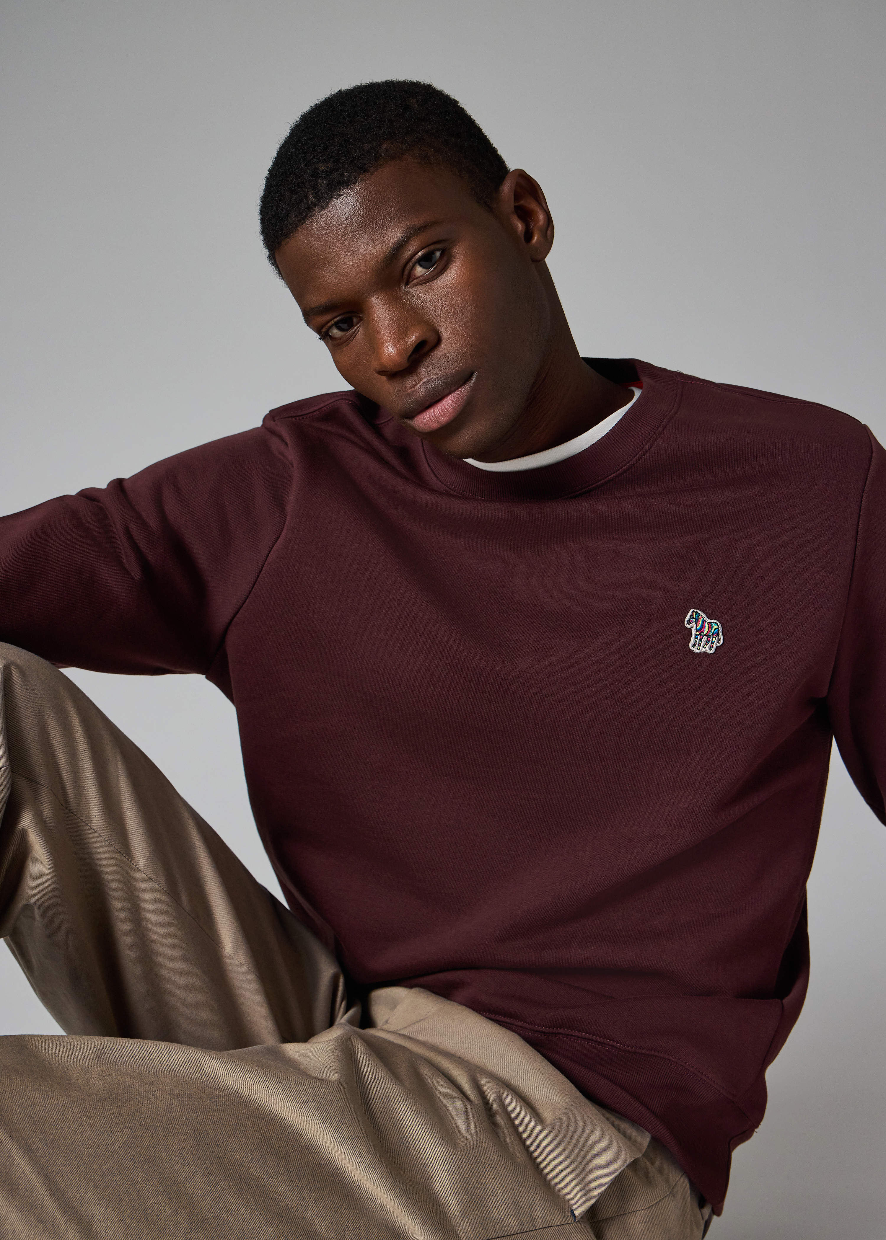 Men's Dark Navy Cotton Zebra Logo Sweatshirt