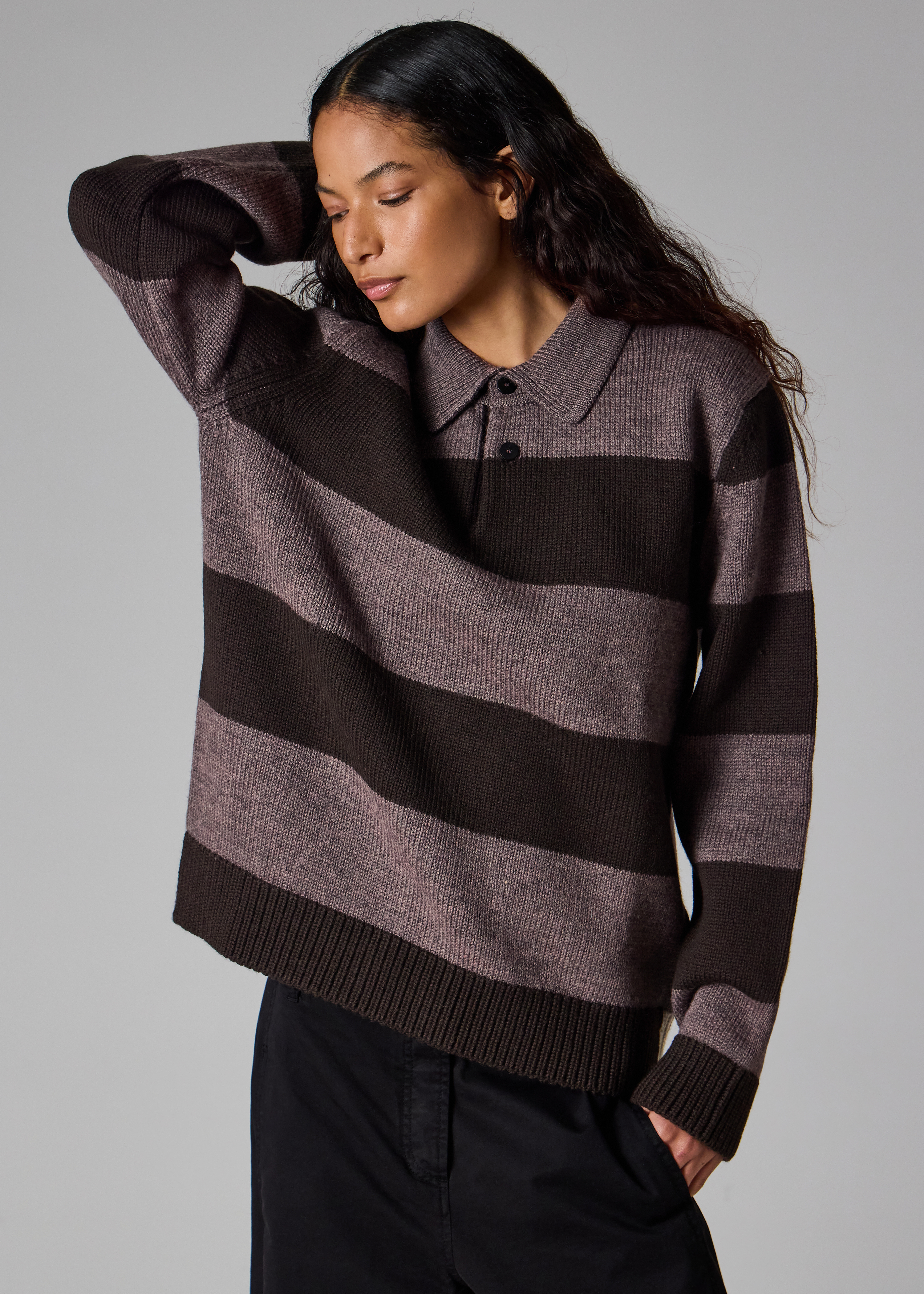 C.E CAVEMPT シーイー STRIPE COLLARED SWEAT L Paul Smith Mauve Block Stripe Knitted Polo Sweater | King's Cross