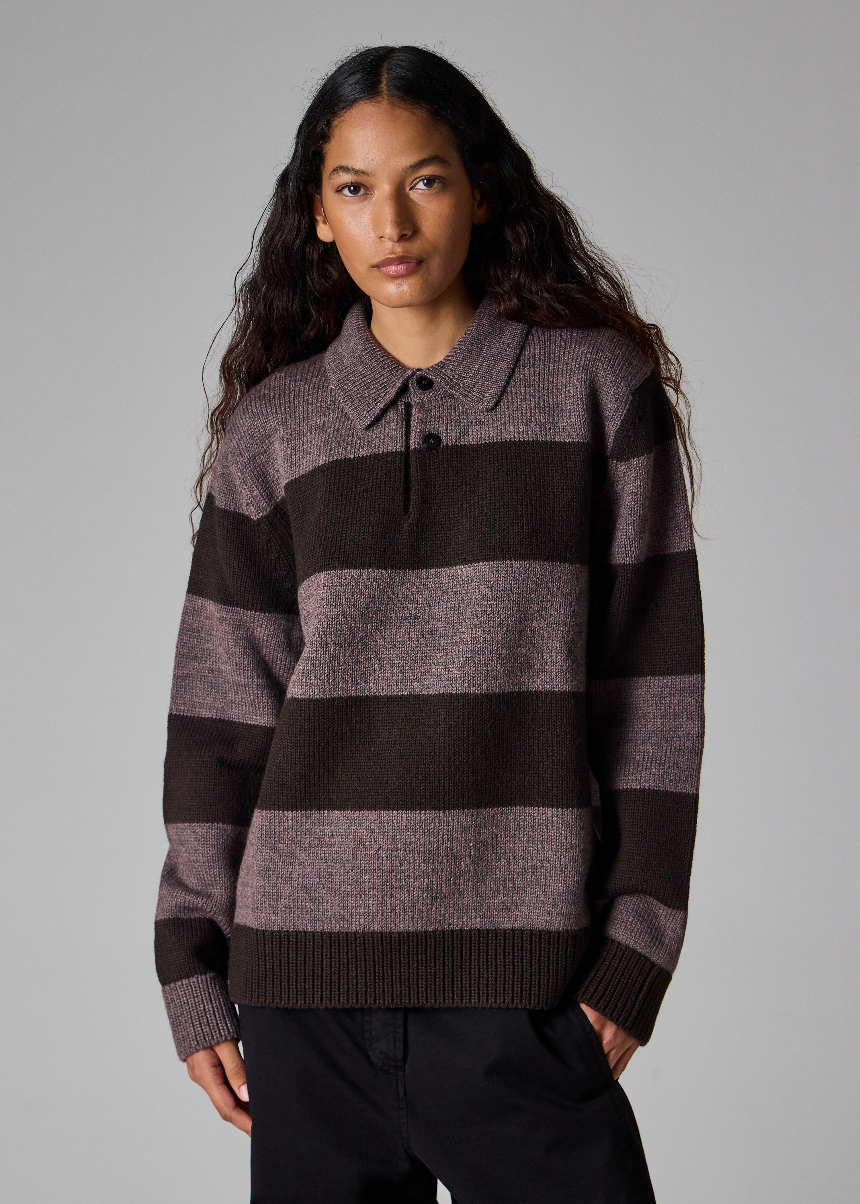 Paul Smith Mauve Block Stripe Knitted Polo Sweater | King's Cross