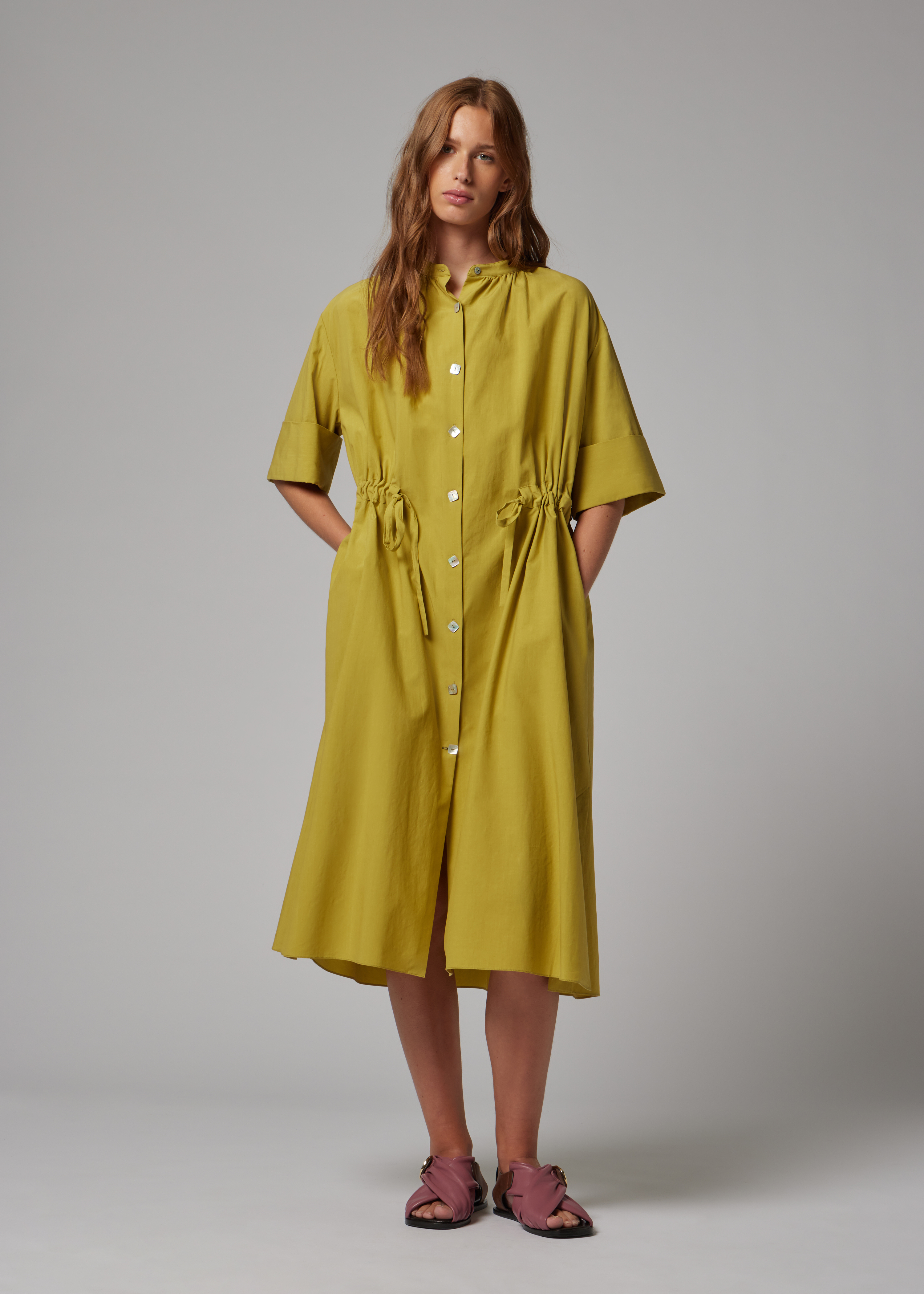 paul smith shirt dress Women's Lime Lyocell-Cotton Shirt Dress