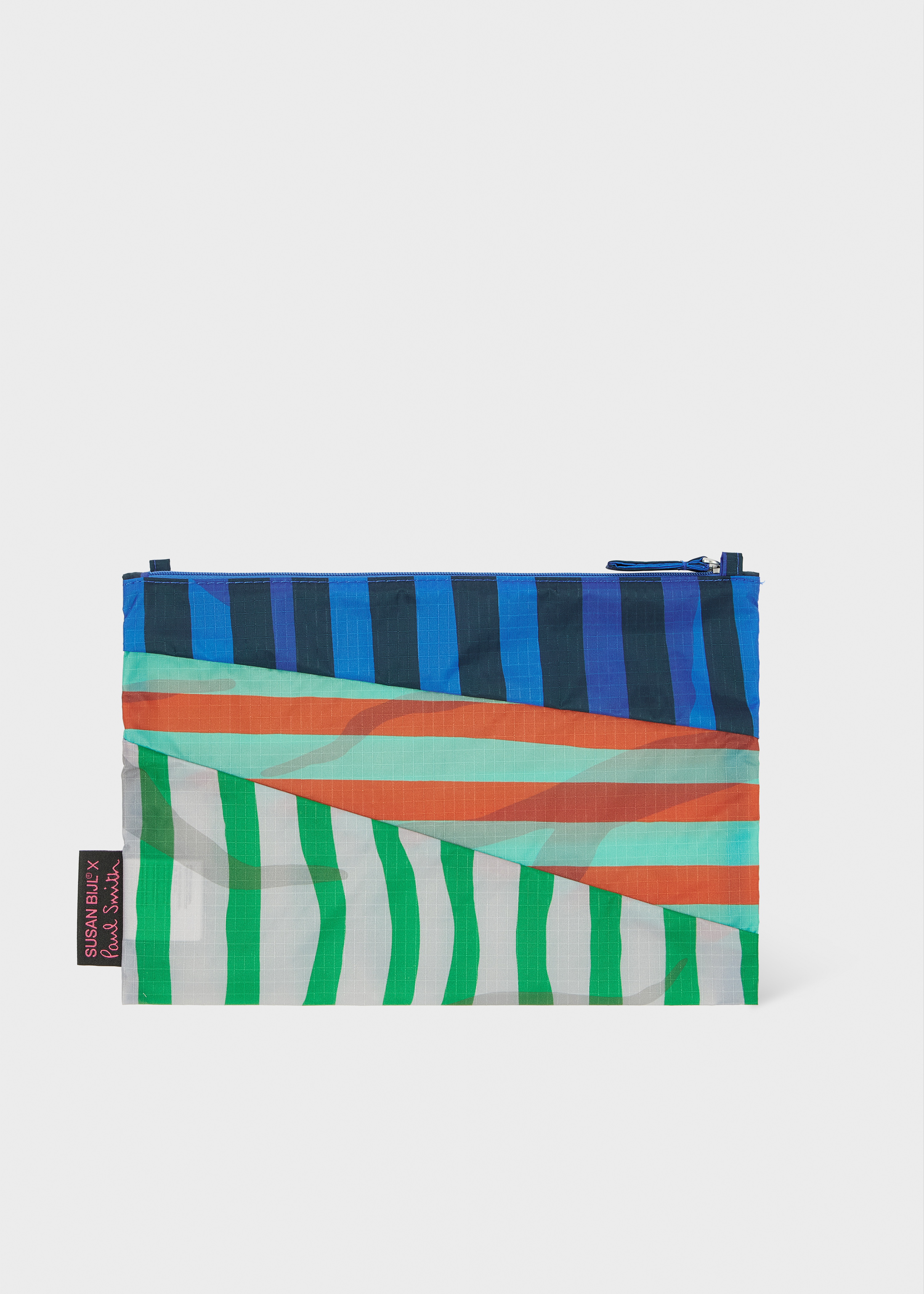 Susan Bijl x Paul Smith - Blue Mixed Stripe 'The New Pouch' Medium
