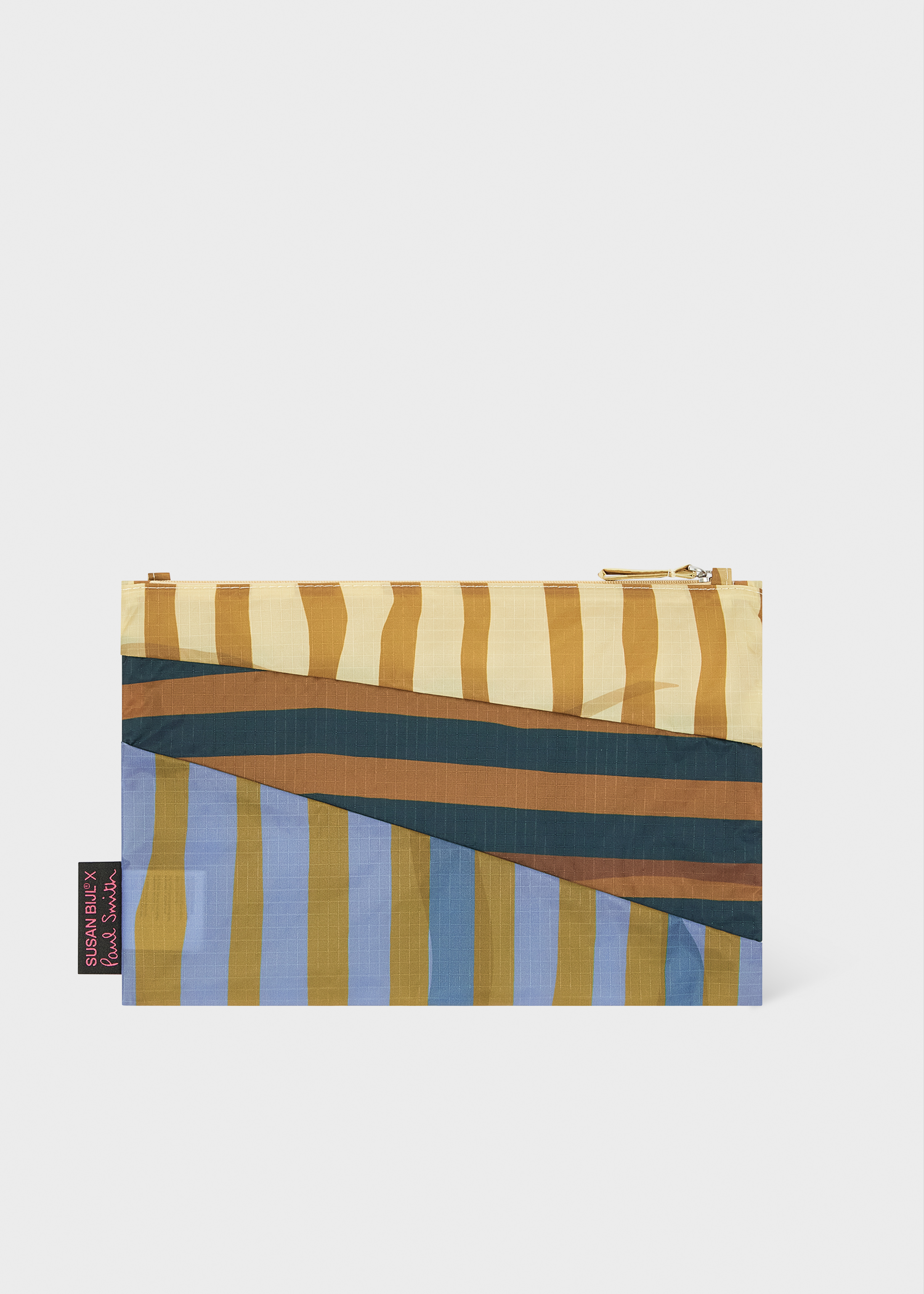 Susan Bijl x Paul Smith - Beige Mixed Stripe 'The New Pouch' Medium