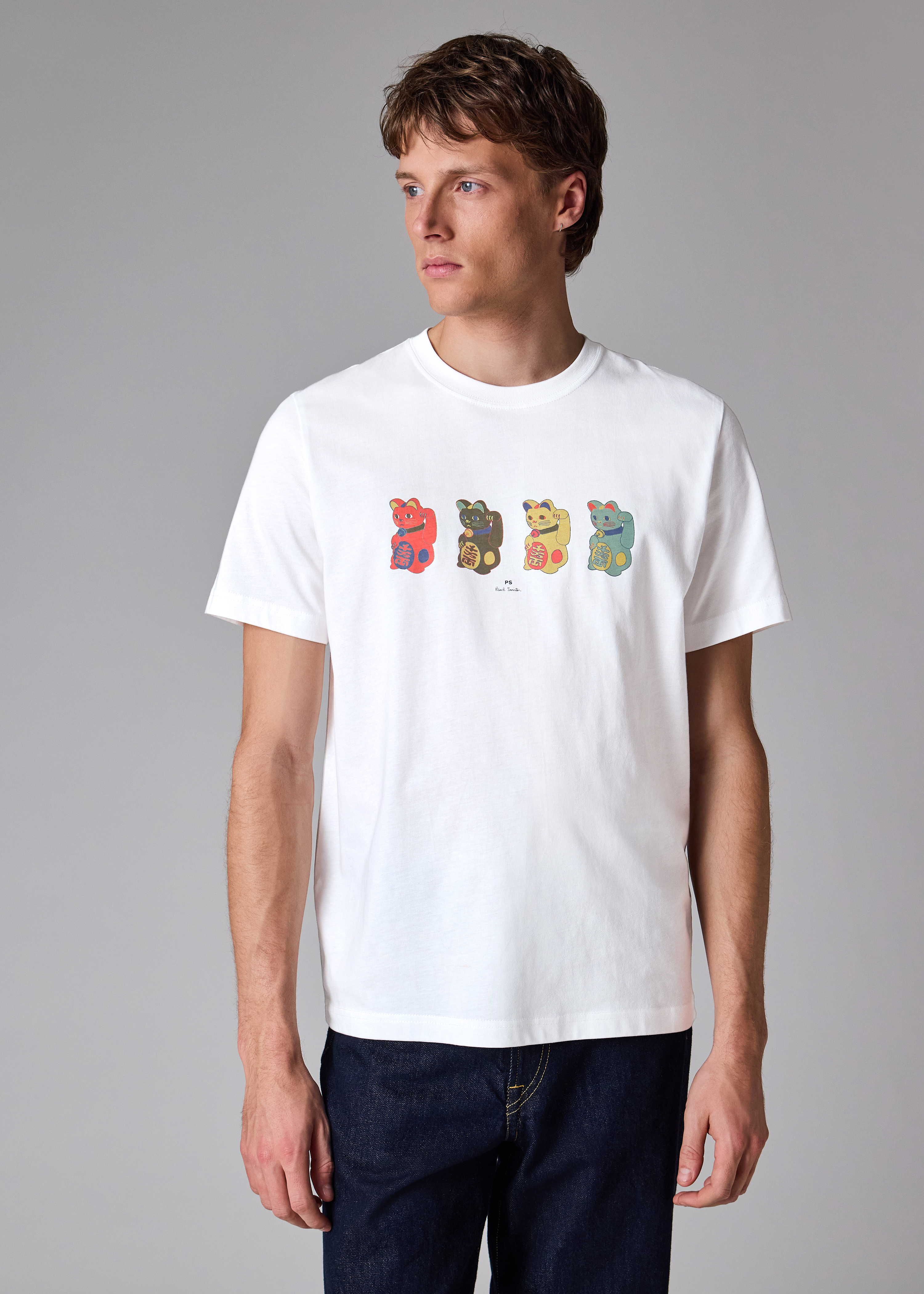 コ*ン様 Paul Smith 25SS Lemier Shirt Men's Casual Fit White 'Horse' T-Shirt