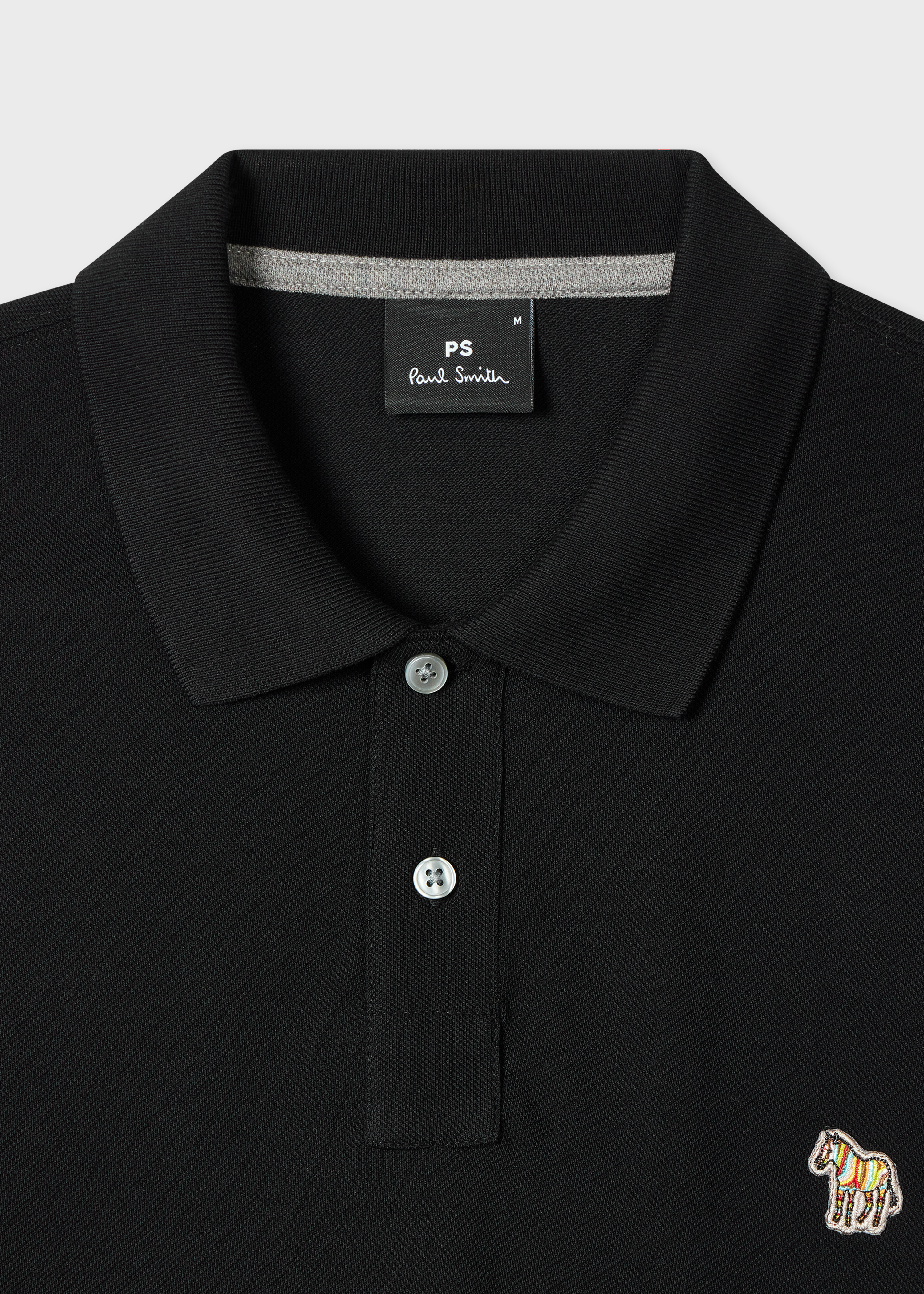 Men's Black Long-Sleeve Zebra Logo Polo Shirt