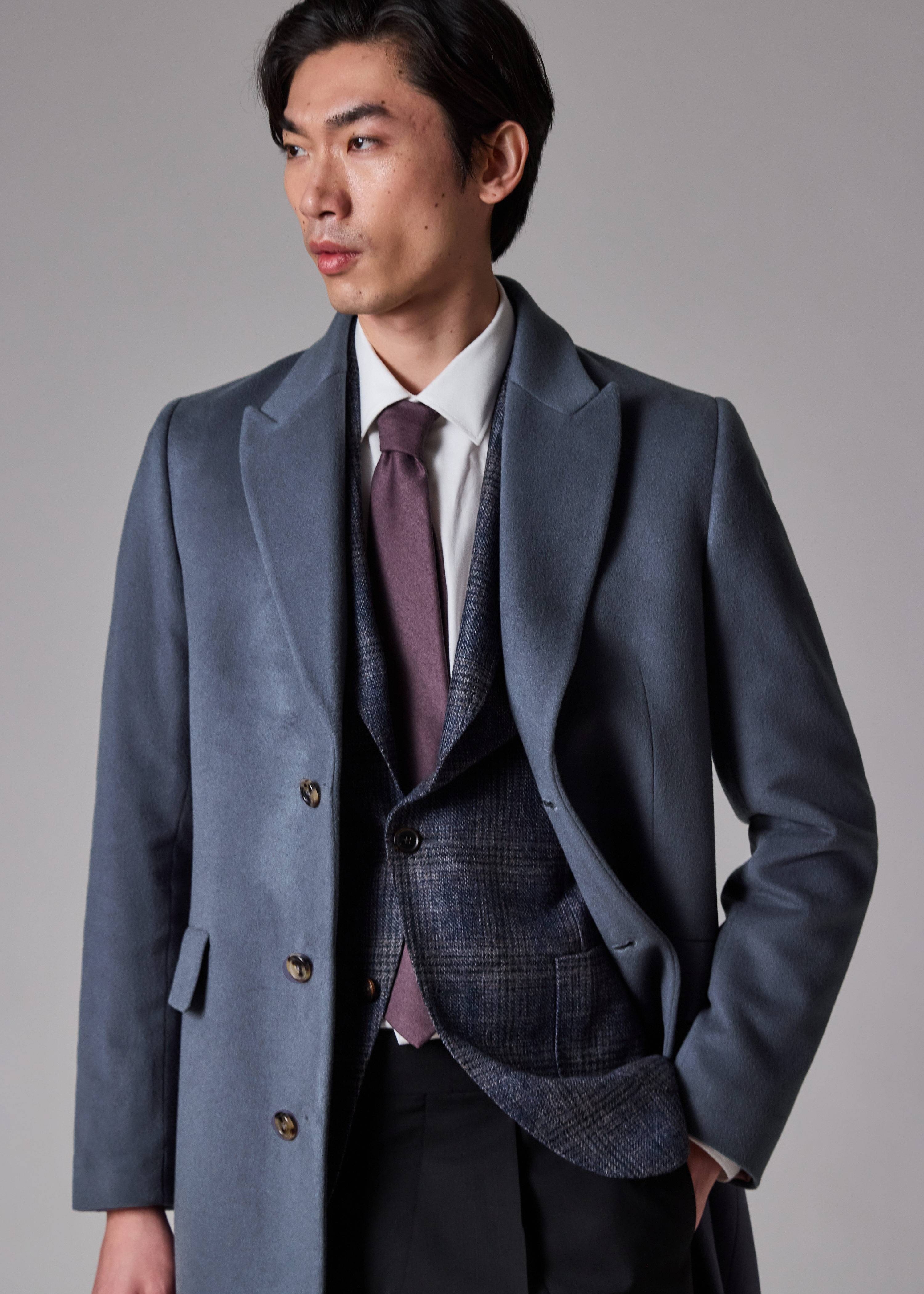 Paul Smith Steel Blue Wool-Cashmere Epsom Coat | King's Cross